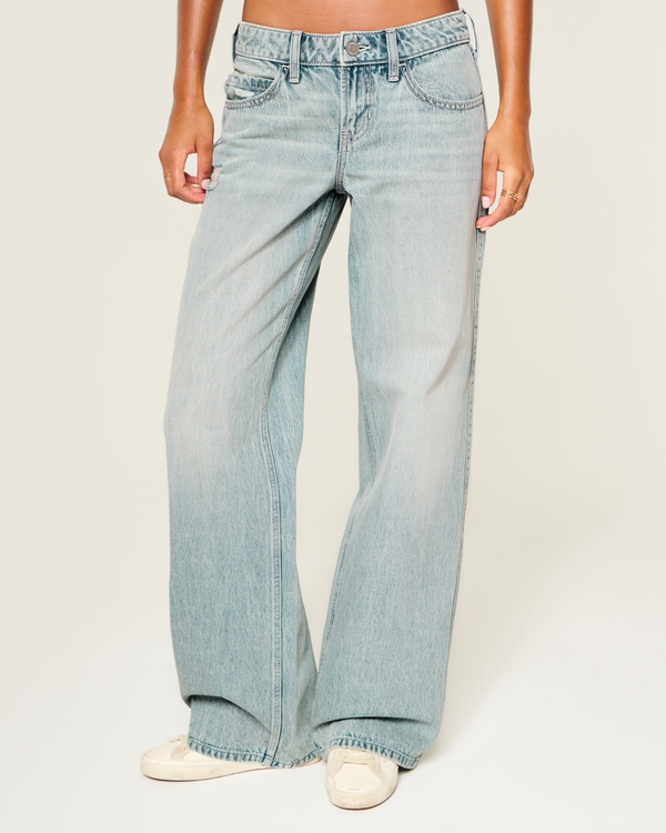 Low-Rise Light Wash Distressed Baggy Jeans, Light view 2