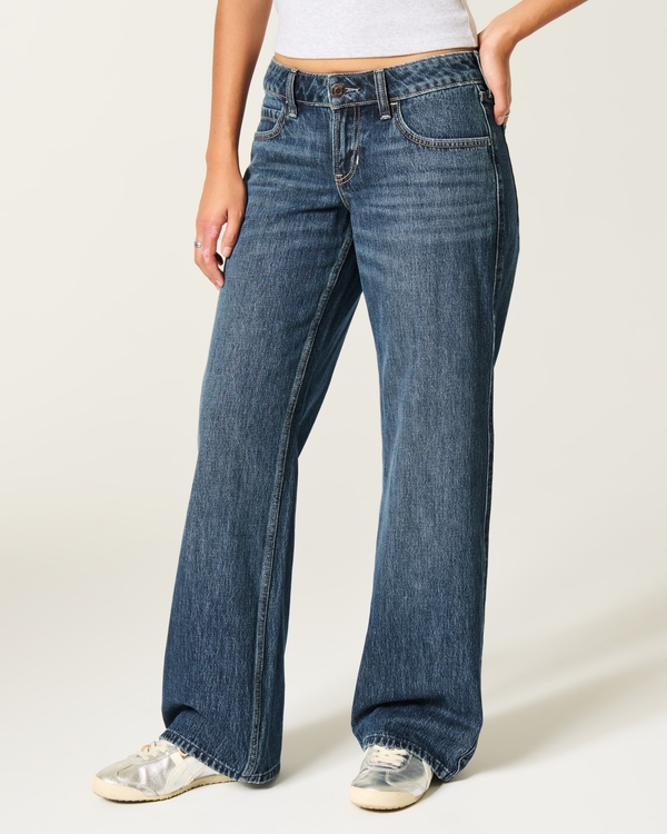 Low-Rise Dark Wash Baggy Jeans, Dark view 2