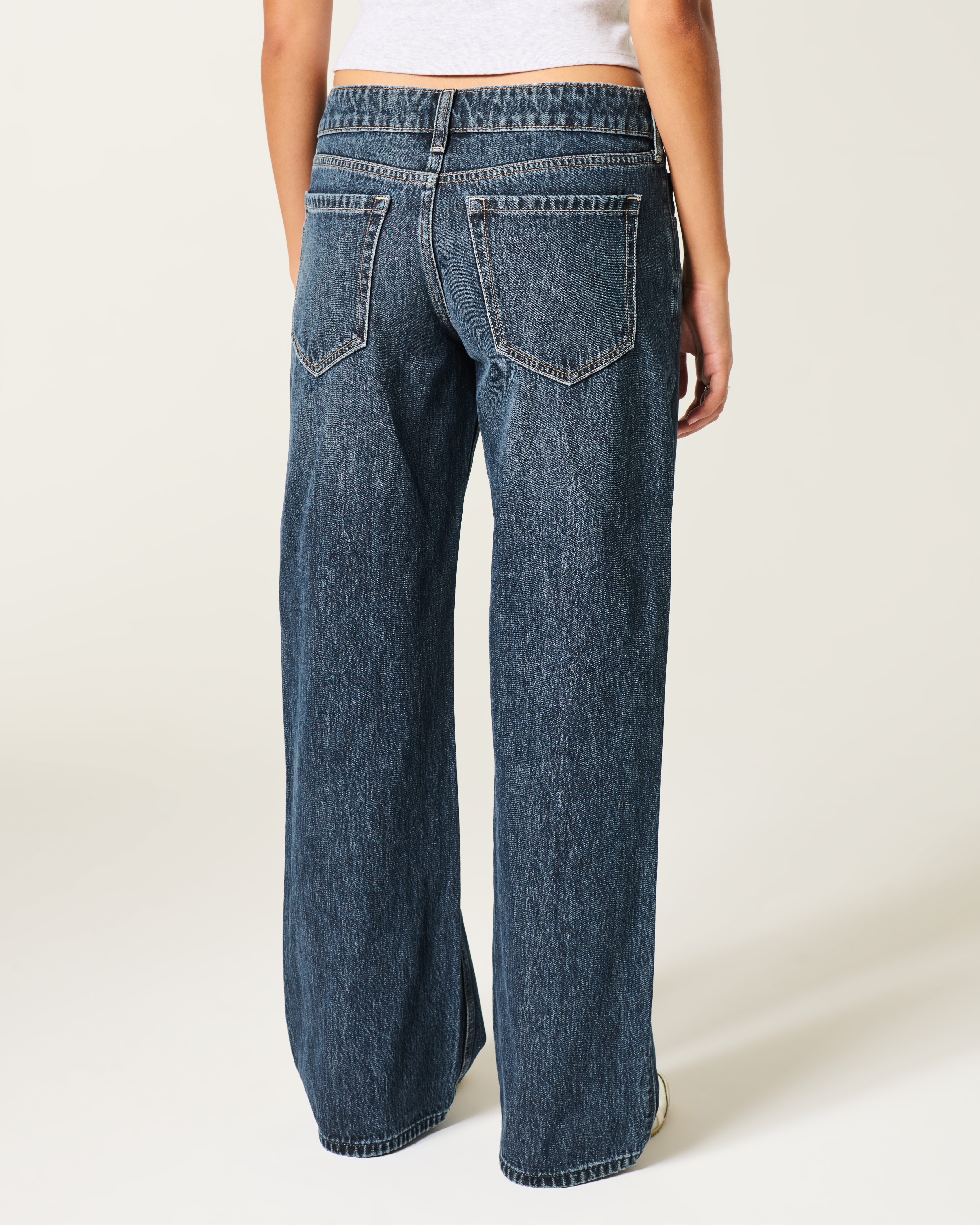 Low-Rise Dark Wash Baggy Jeans