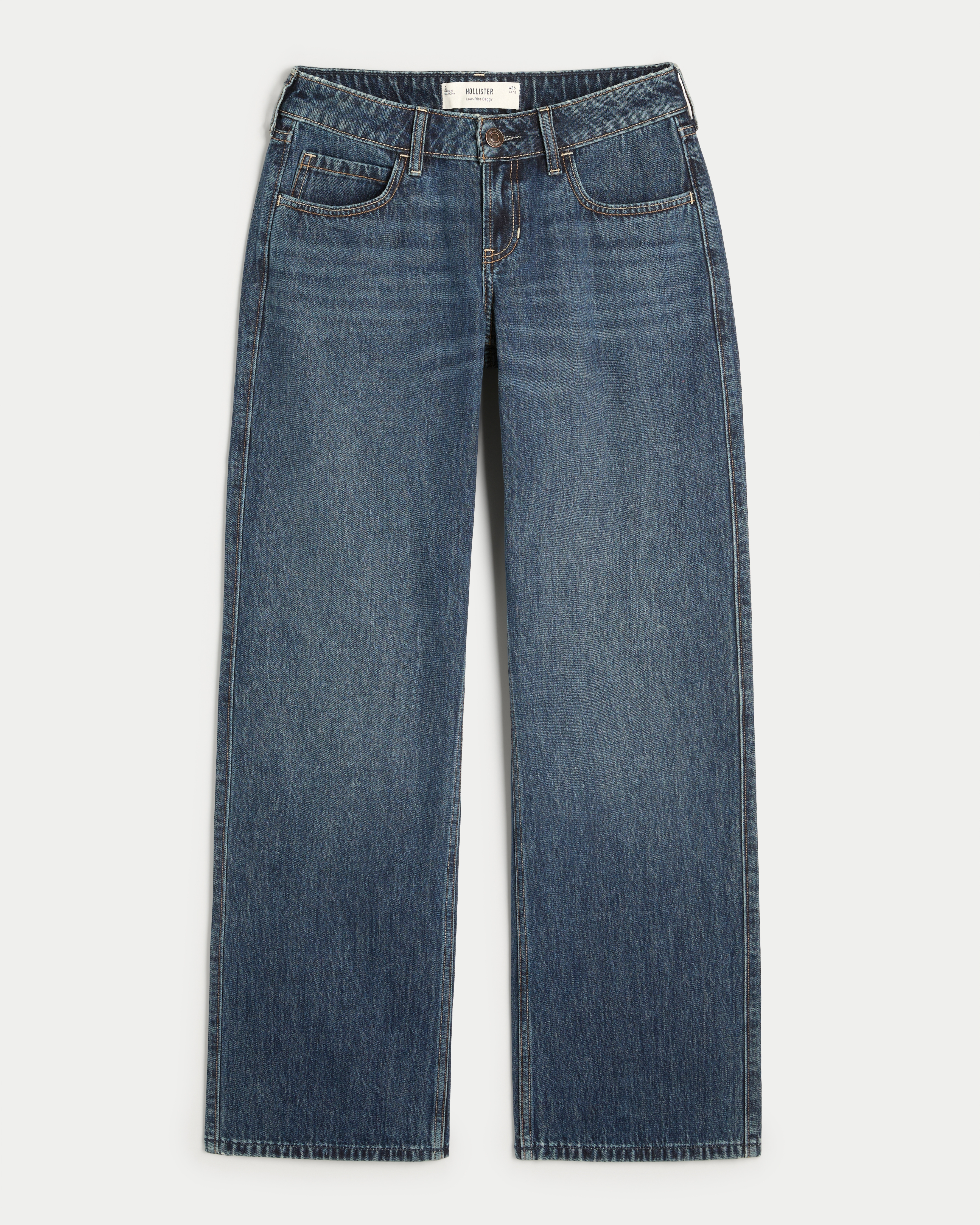 Low-Rise Dark Wash Baggy Jeans