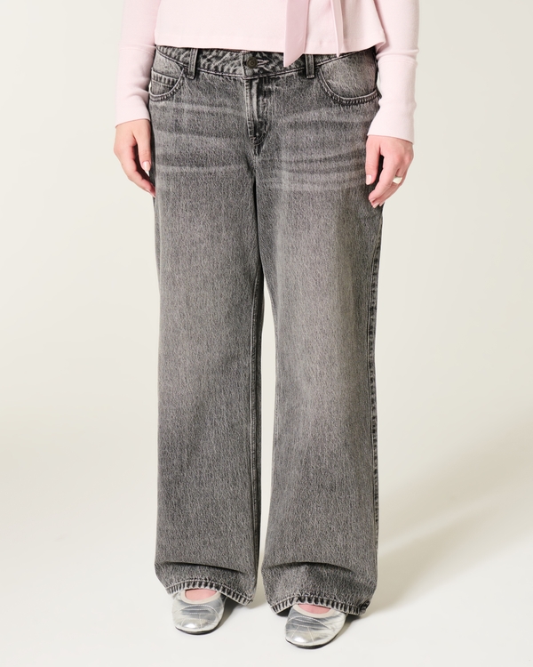 Low-Rise Grey Baggy Jeans, Washed Grey view 2