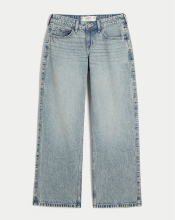 Women's Low-Rise Light Wash Baggy Jeans | Women's Bottoms | HollisterCo.com