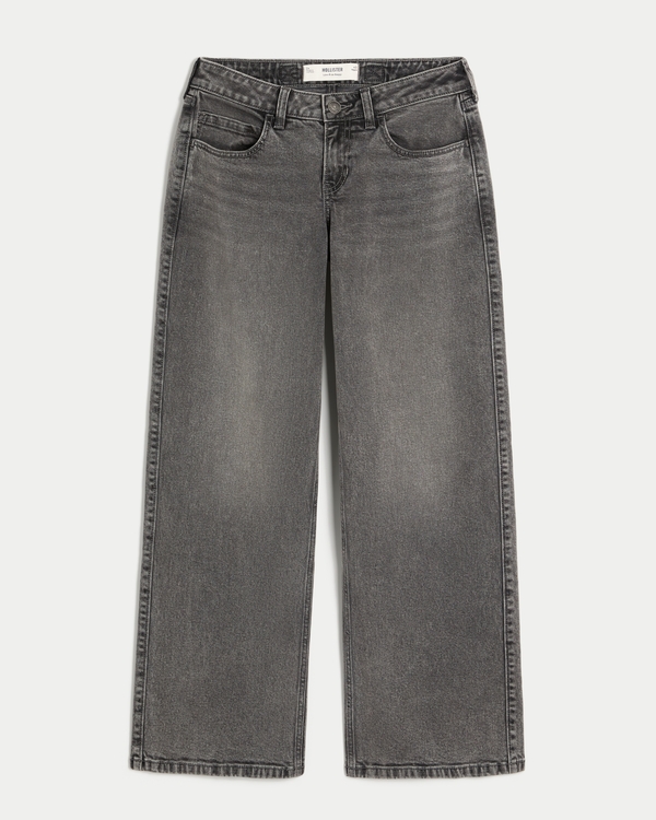 Low-Rise Grey Back Buckle Baggy Jeans