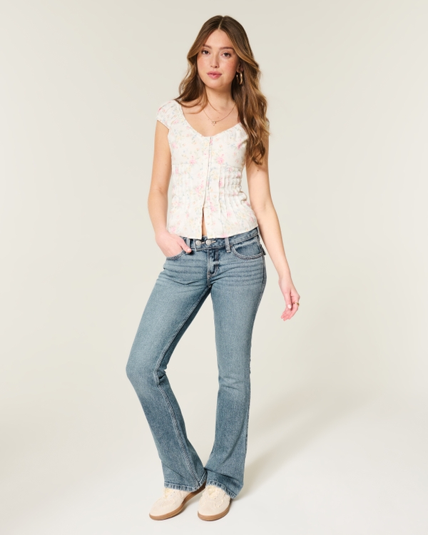 Low Rise Bootcut-Jeans in mittlerer Waschung, Mittel view 1