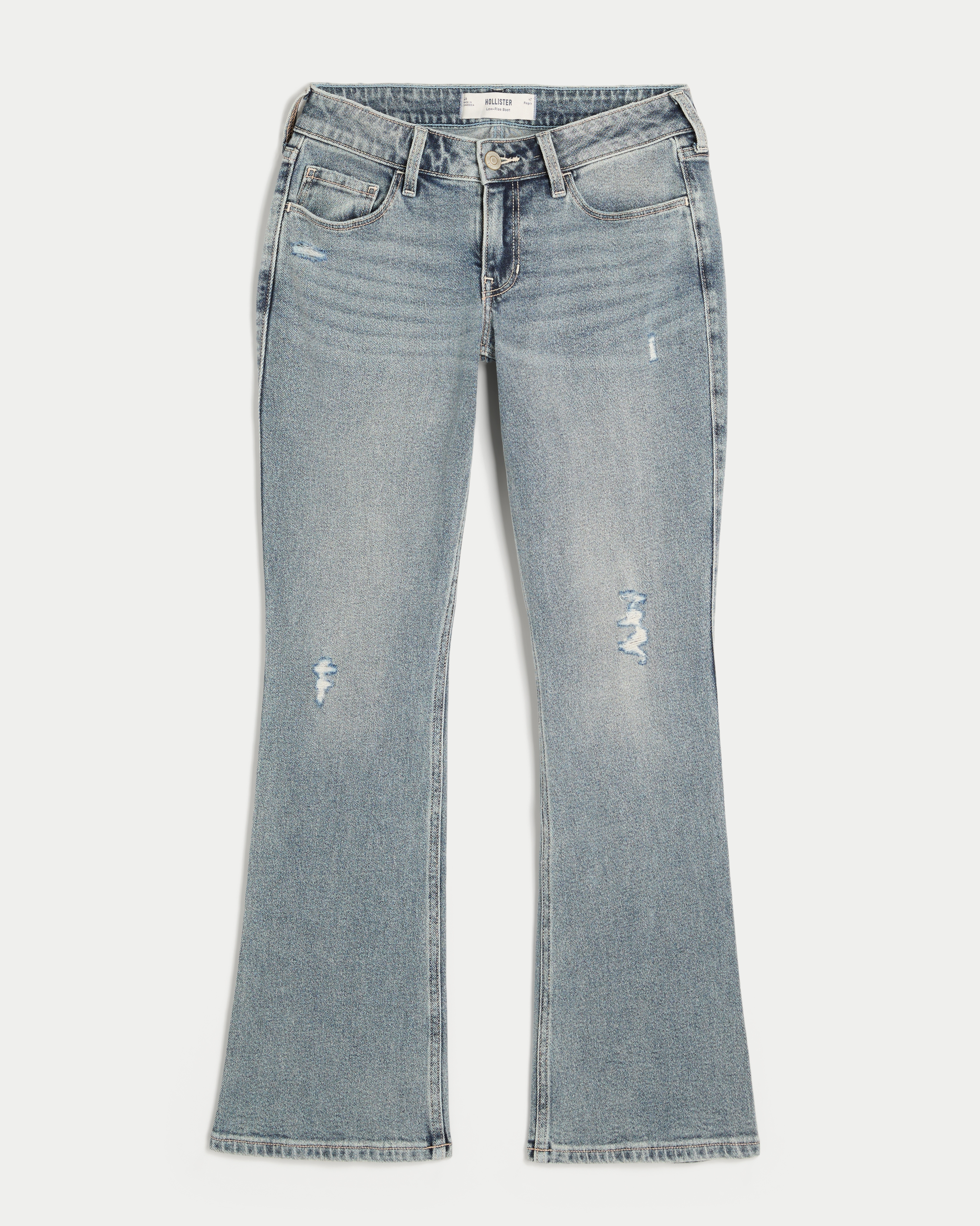 Low-Rise Distressed Bootcut Jeans