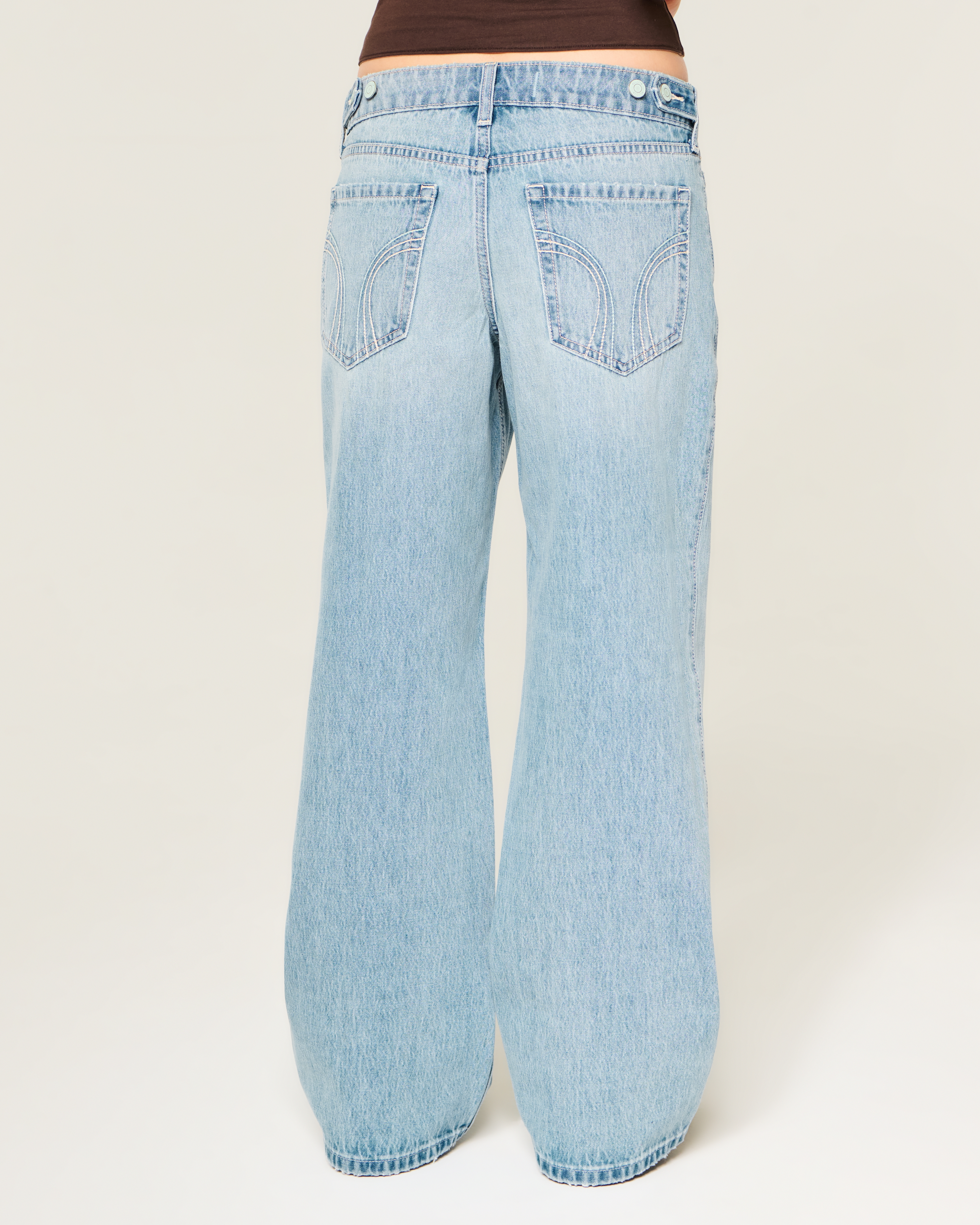 Hollister Andi Adjustable Waist Low-Rise Light Wash Baggy Jeans