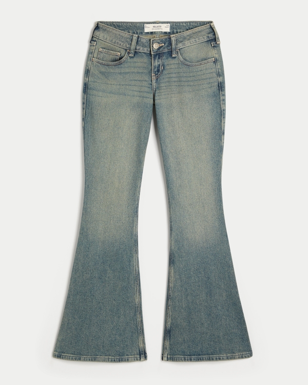 Ultra Low-Rise Medium Wash Flare Jeans