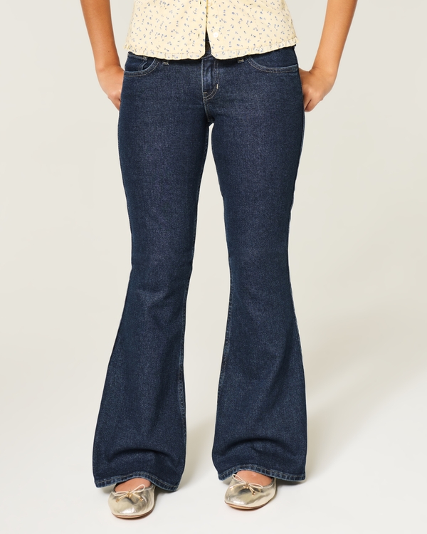 Ultra Low-Rise Dark Wash Flare Jeans, Dark view 2
