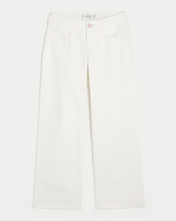 Low-Rise White Baggy Jeans, Cloud White view 1