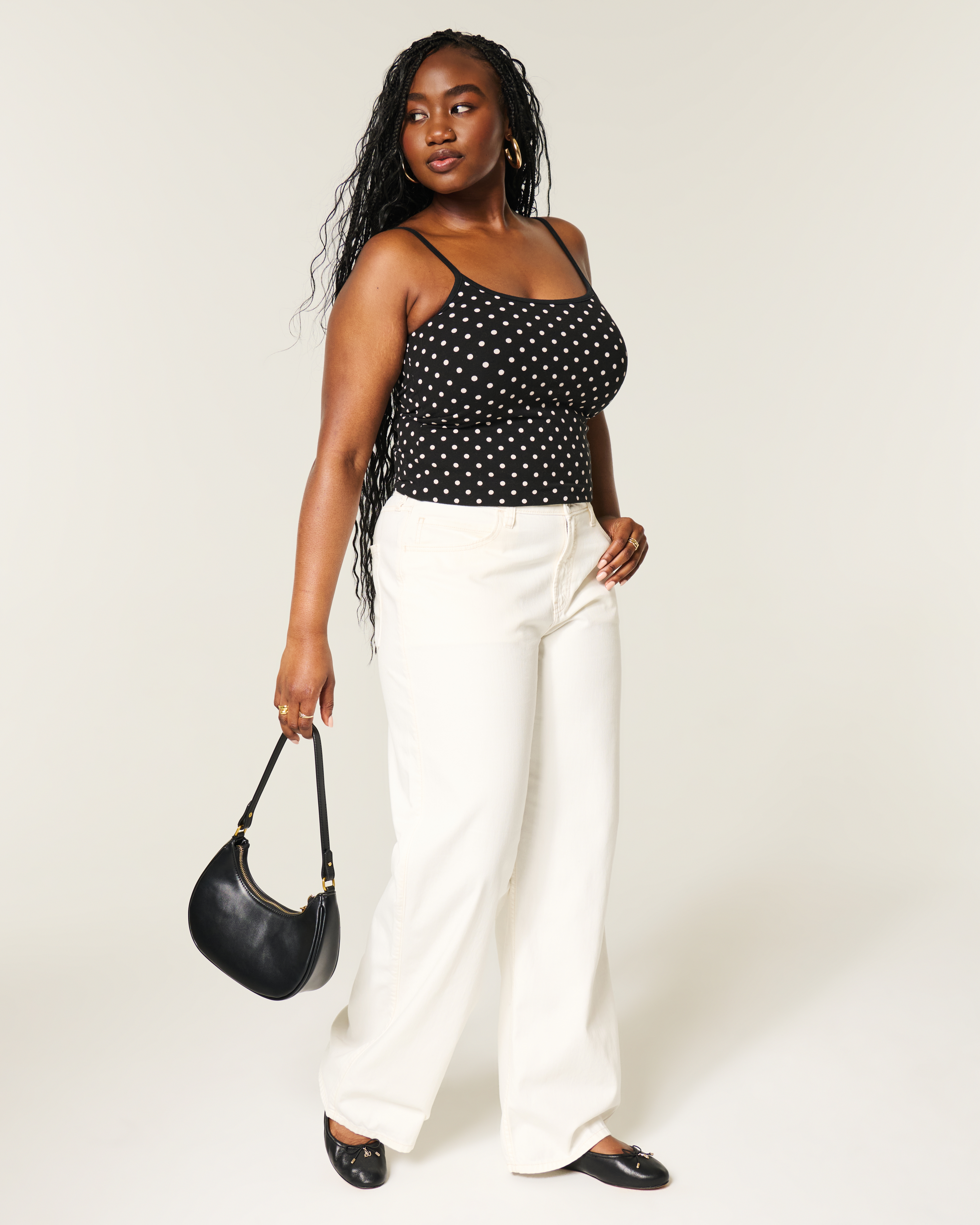 High-Rise White Baggy Jeans