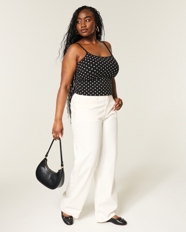 High-Rise White Baggy Jeans, White view 1