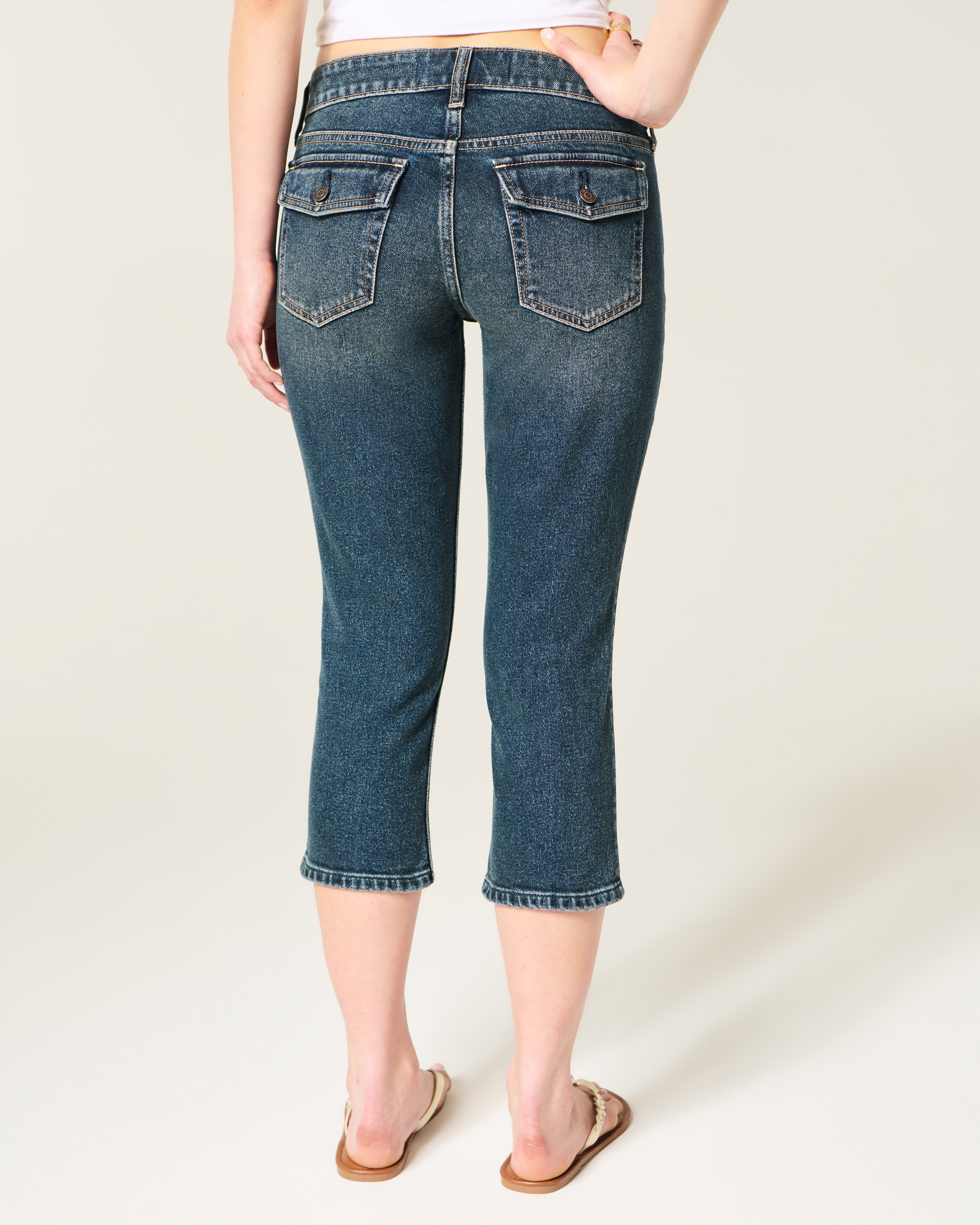 Low-Rise Dark Wash Capri Jeans