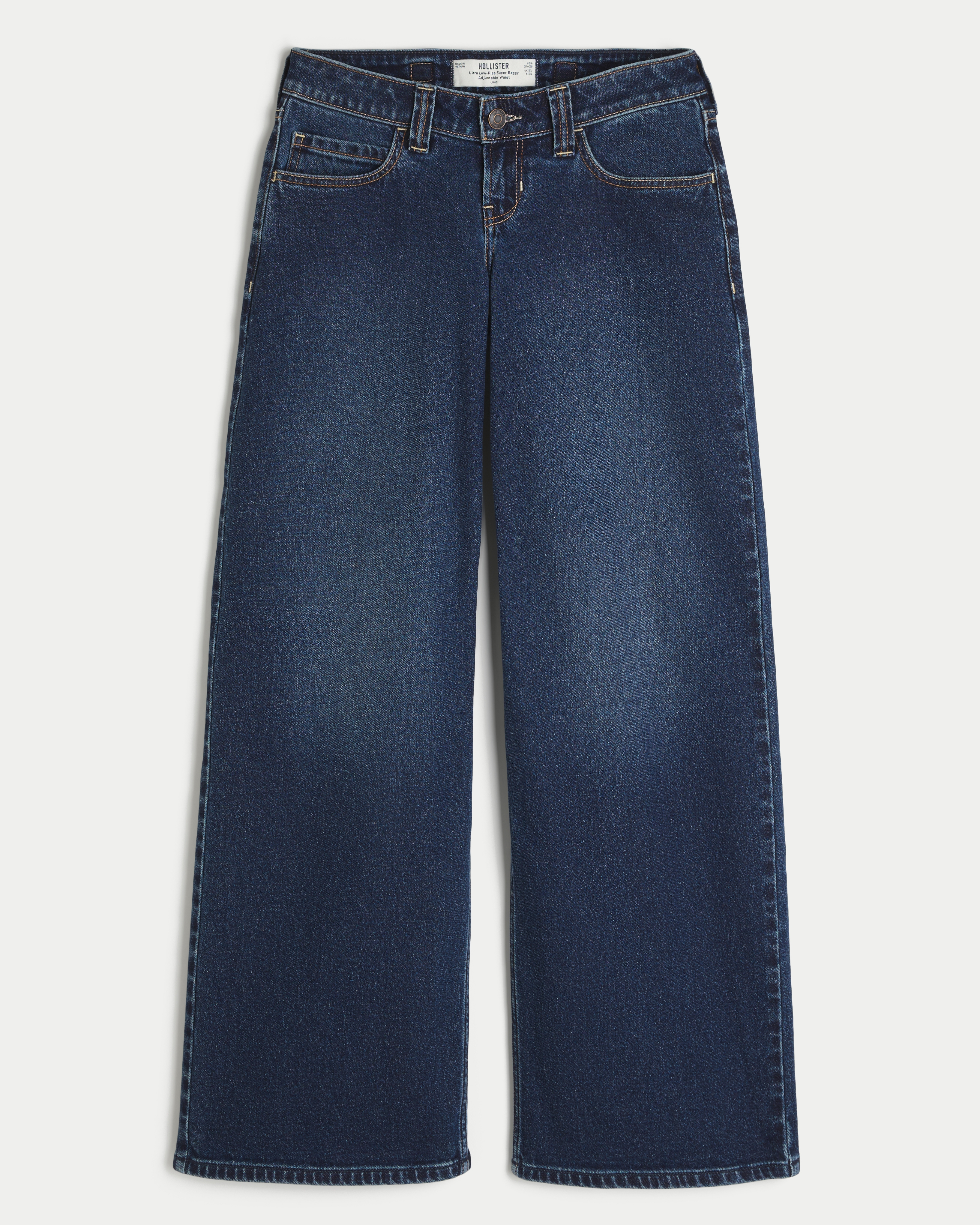 Hollister Andi Adjustable Waist Ultra Low-Rise Dark Wash Super Baggy Jeans