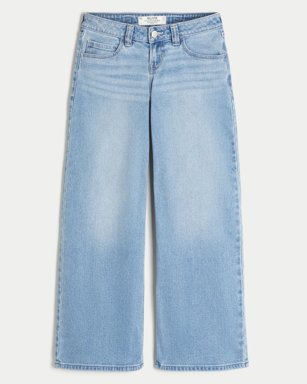 Hollister Andi Adjustable Waist Ultra Low-Rise Medium Wash Super Baggy Jeans, Medium view 1