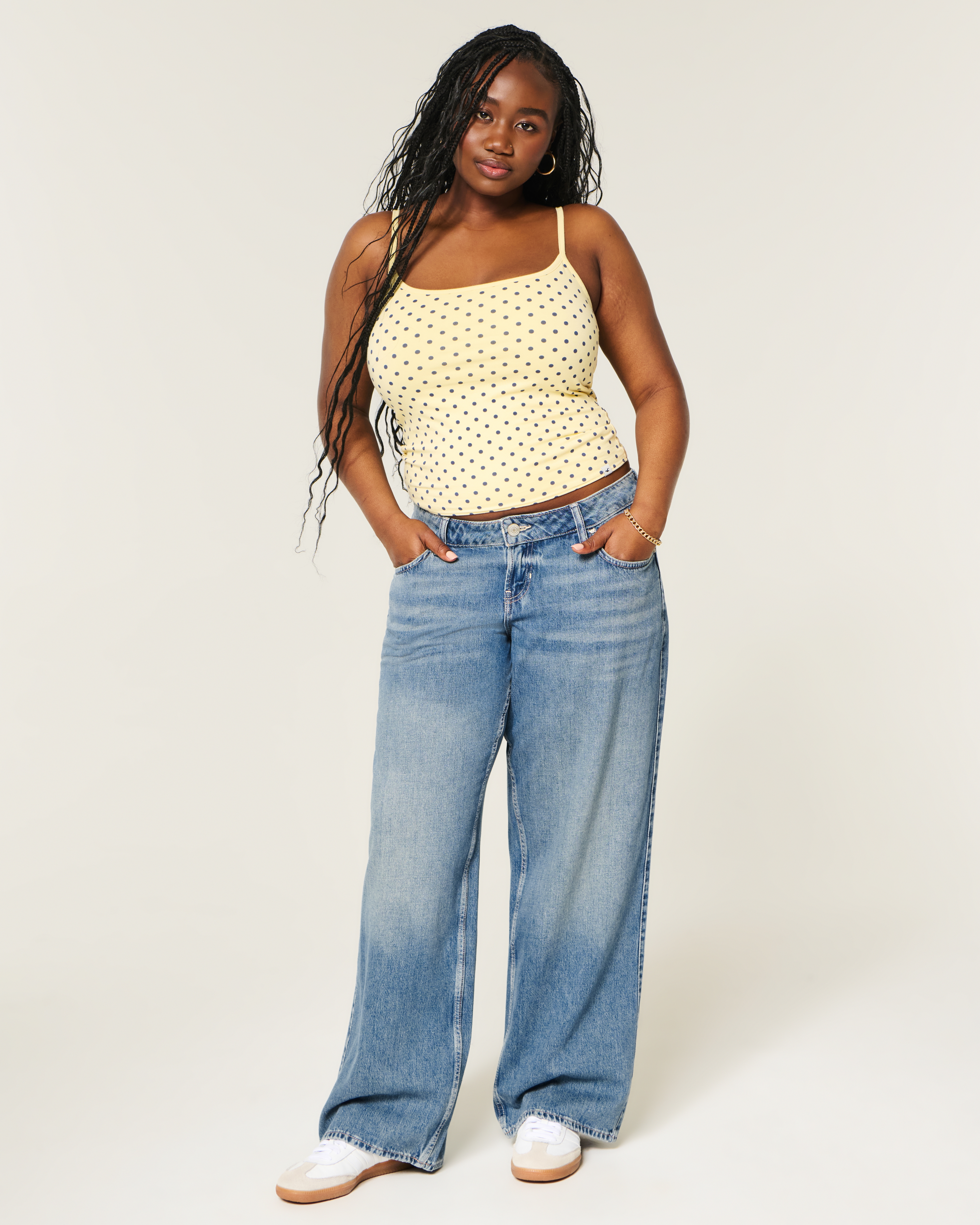 Ultra Low-Rise Medium Wash Baggy Jeans