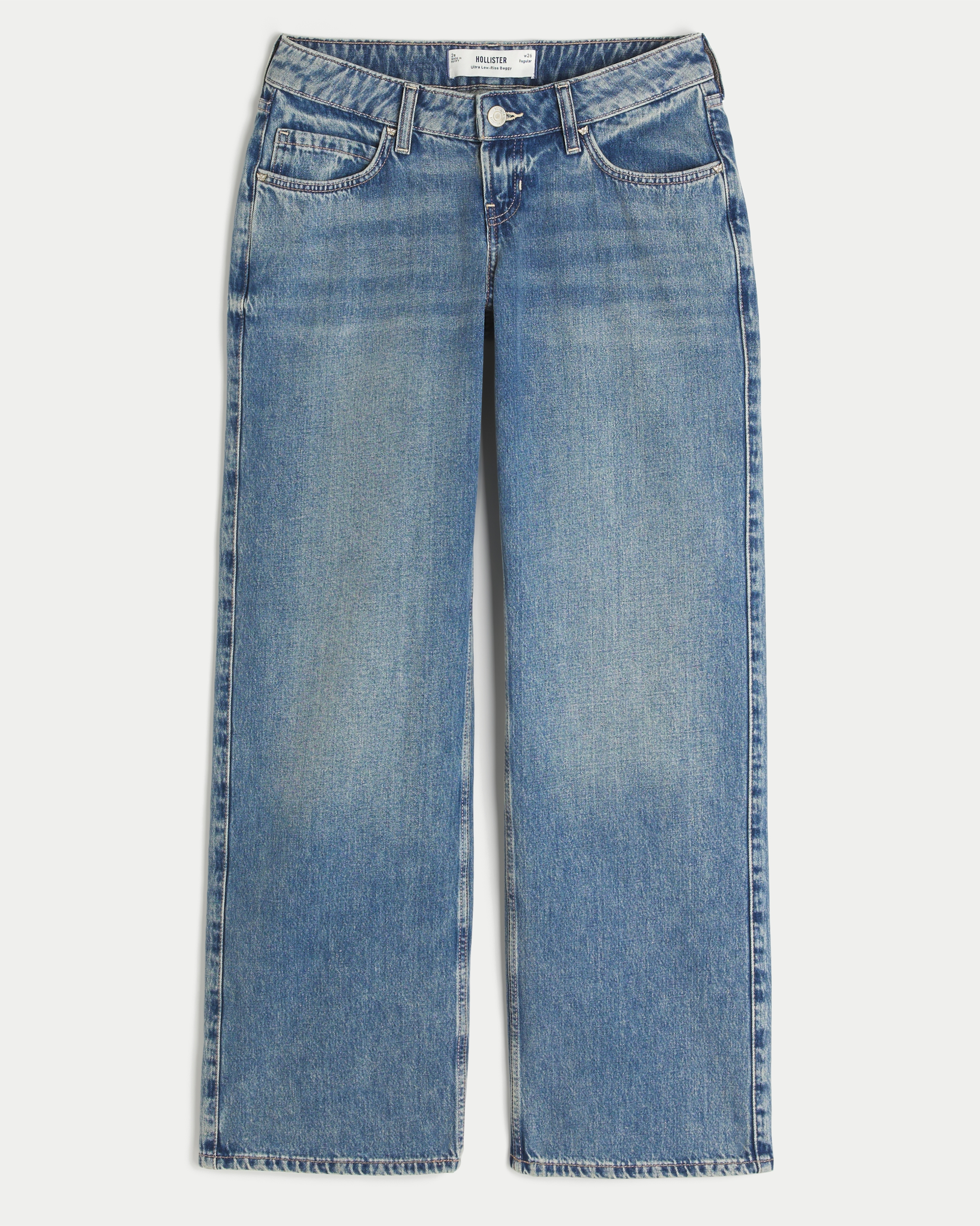 Ultra Low-Rise Medium Wash Baggy Jeans