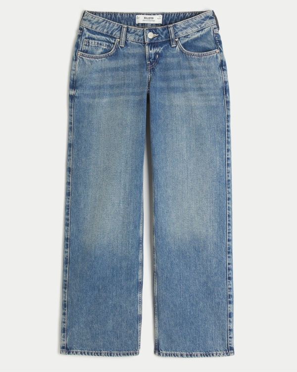 Ultra Low-Rise Medium Wash Baggy Jeans, Medium view 1