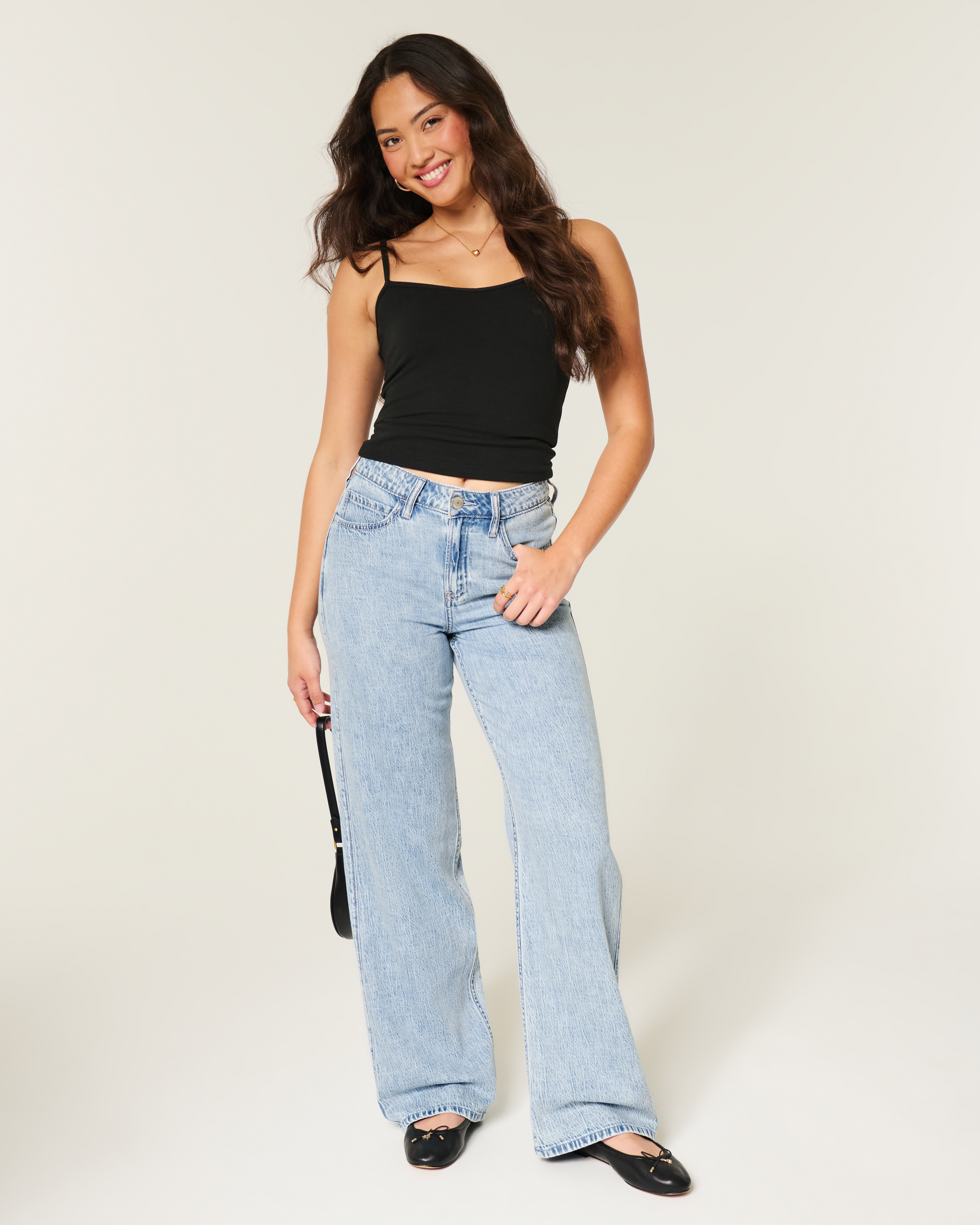 High-Rise Light Wash Lightweight Baggy Jeans