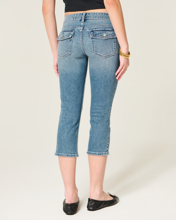Low-Rise Medium Wash Capri Jeans, Medium view 2