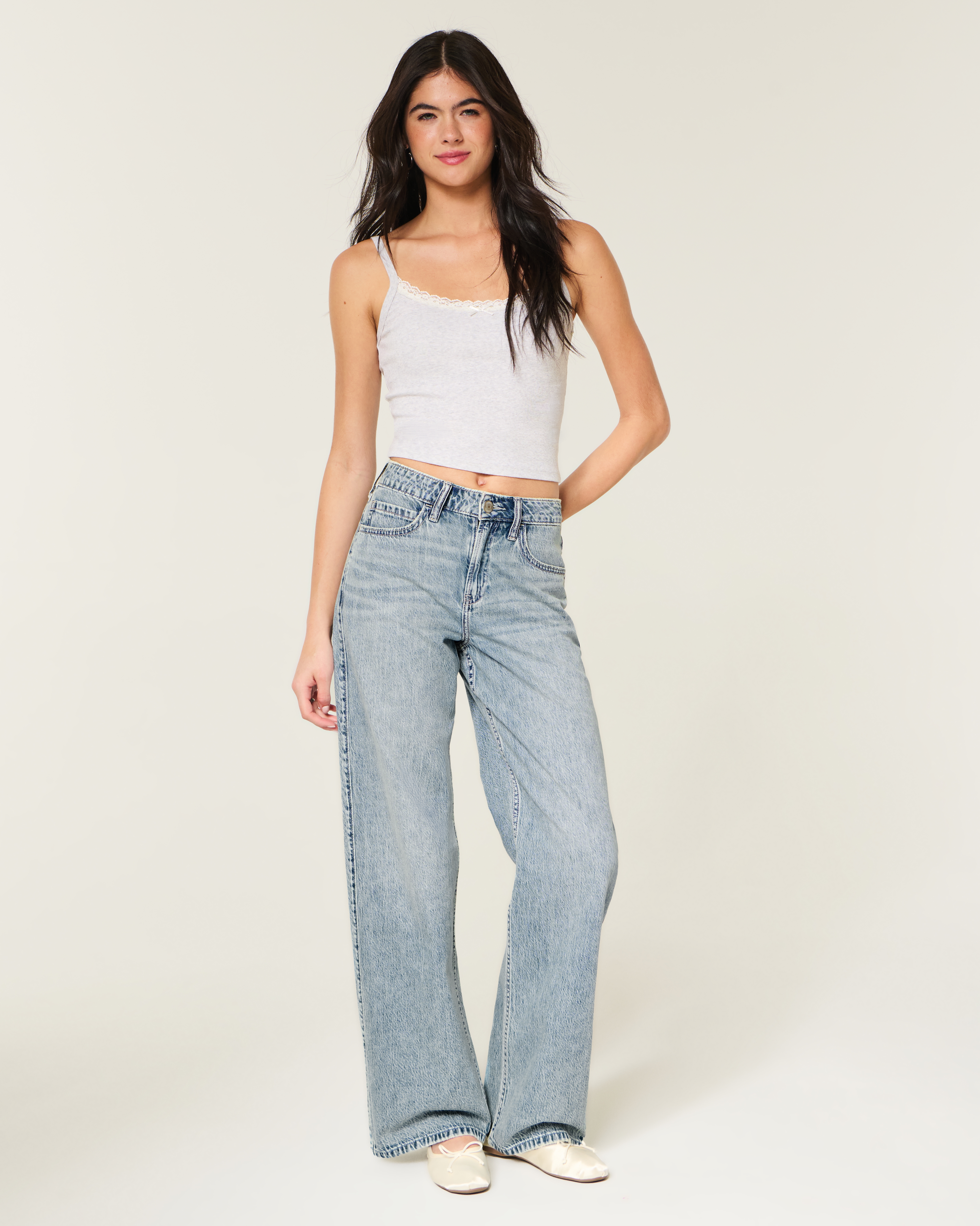 High-Rise Light Wash Baggy Jeans