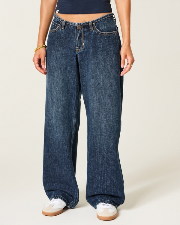 Ultra Low-Rise Dark Wash Baggy Jeans, Dark view 2