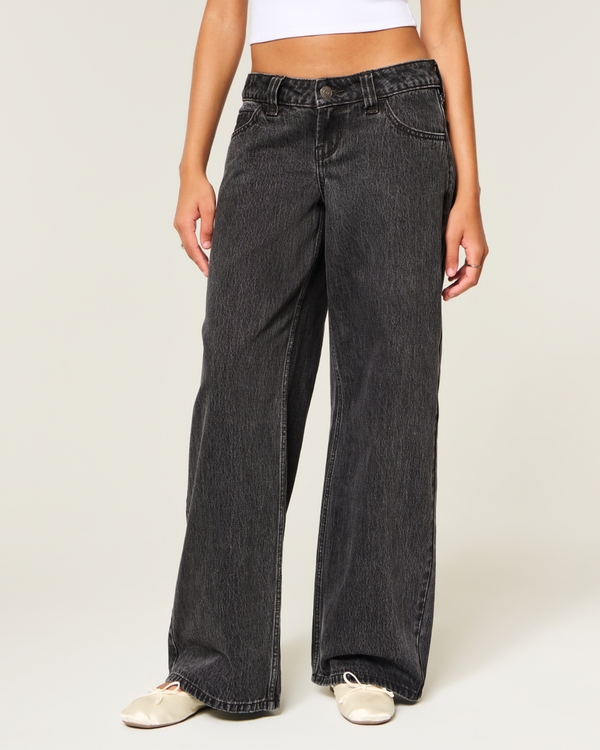 Hollister Andi Adjustable Waist Ultra Low-Rise Washed Black Super Baggy Jeans, Washed Black view 2