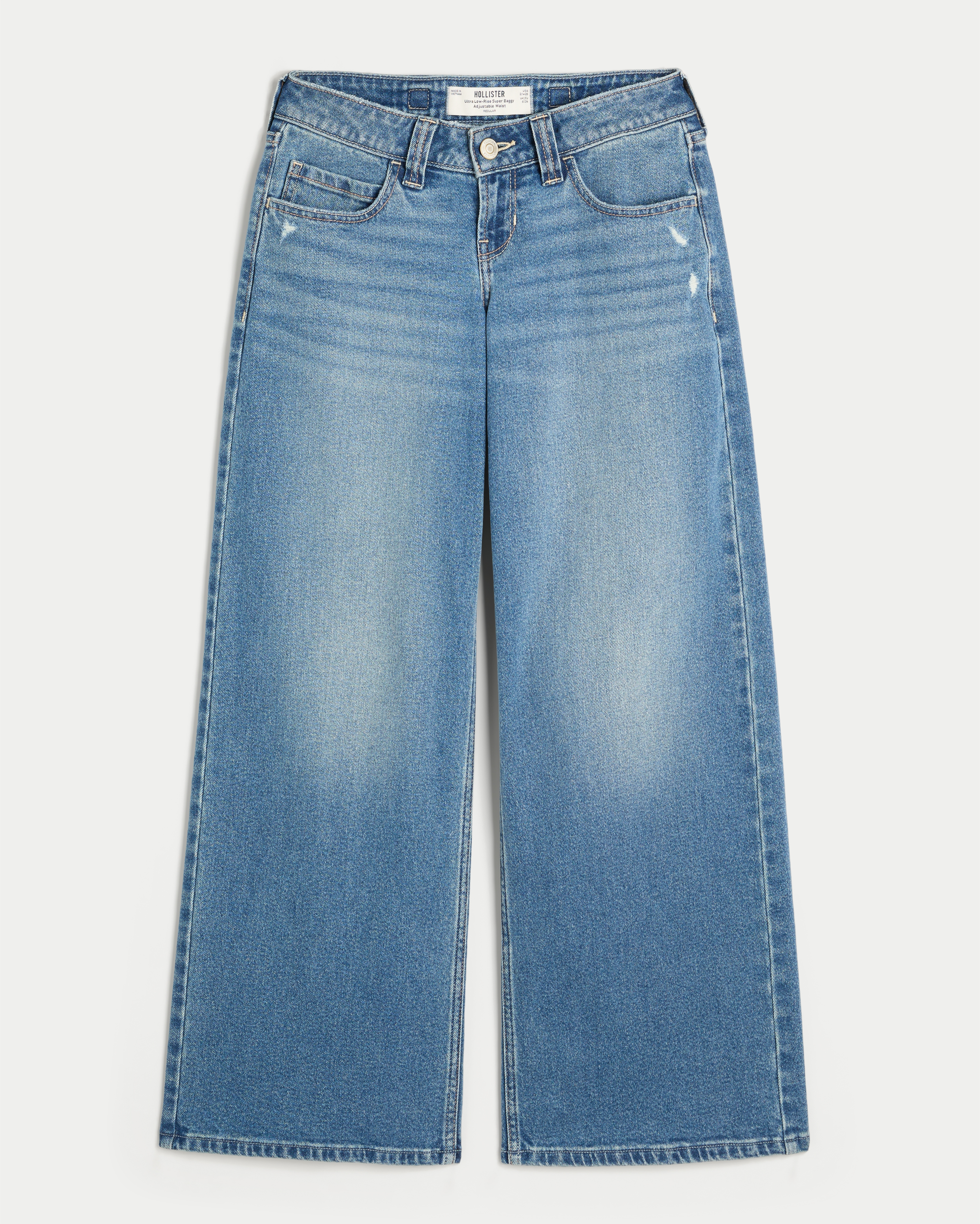 Hollister Andi Adjustable Waist Ultra Low-Rise Distressed Super Baggy Jeans