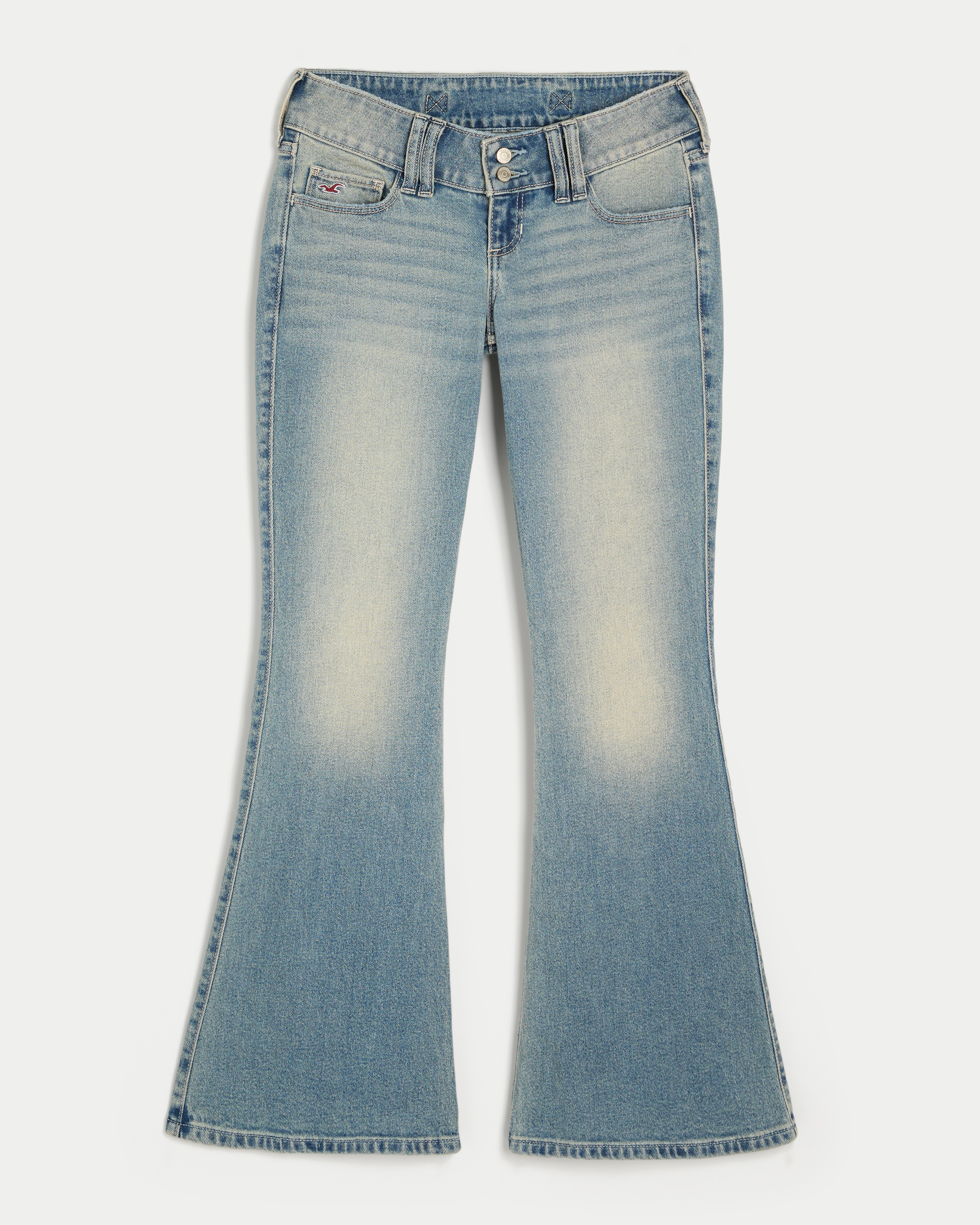 Adjustable Waist Ultra Low-Rise Back Buckle Flare Jeans