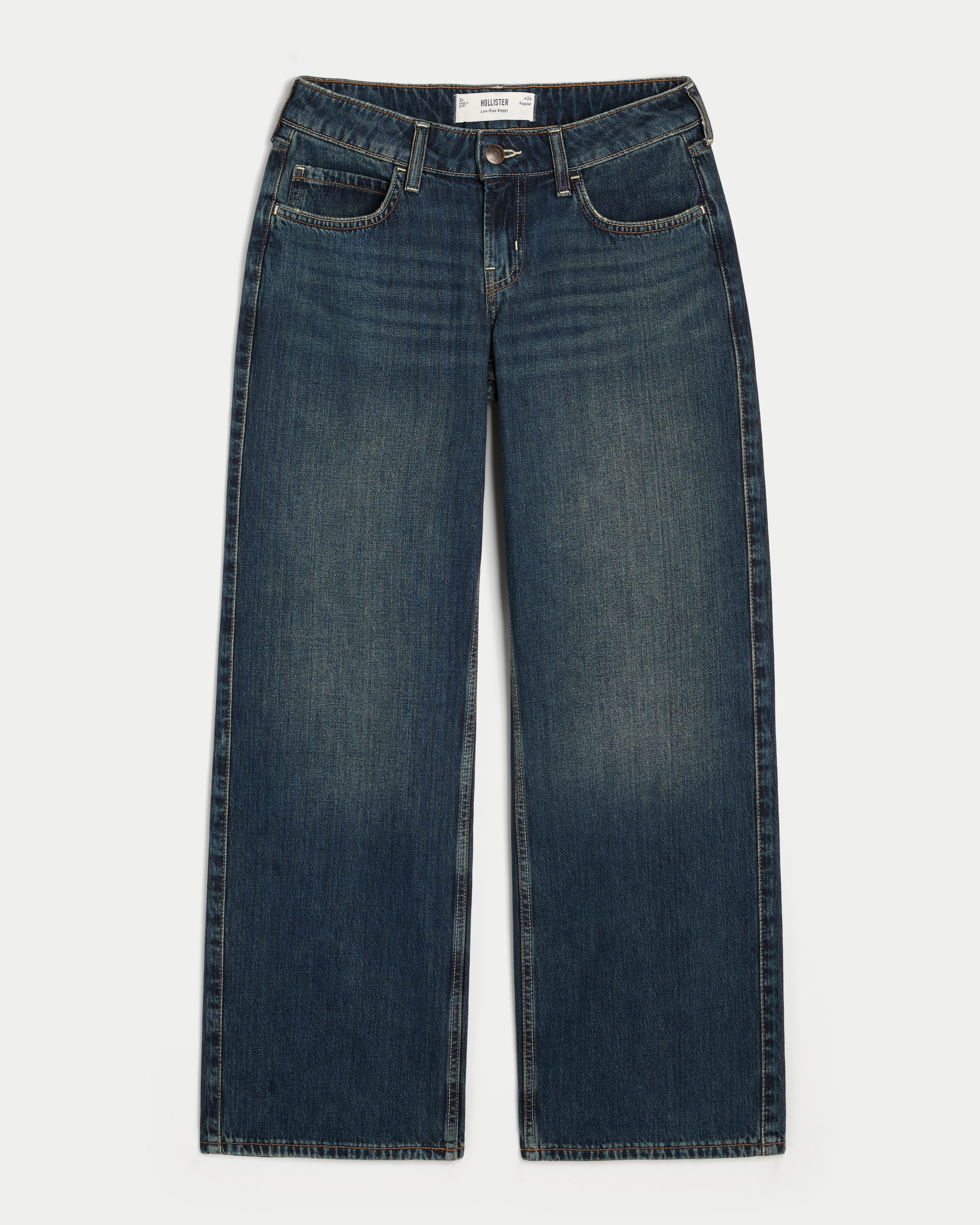 Low-Rise Medium Wash Los Angeles Graphic Baggy Jeans