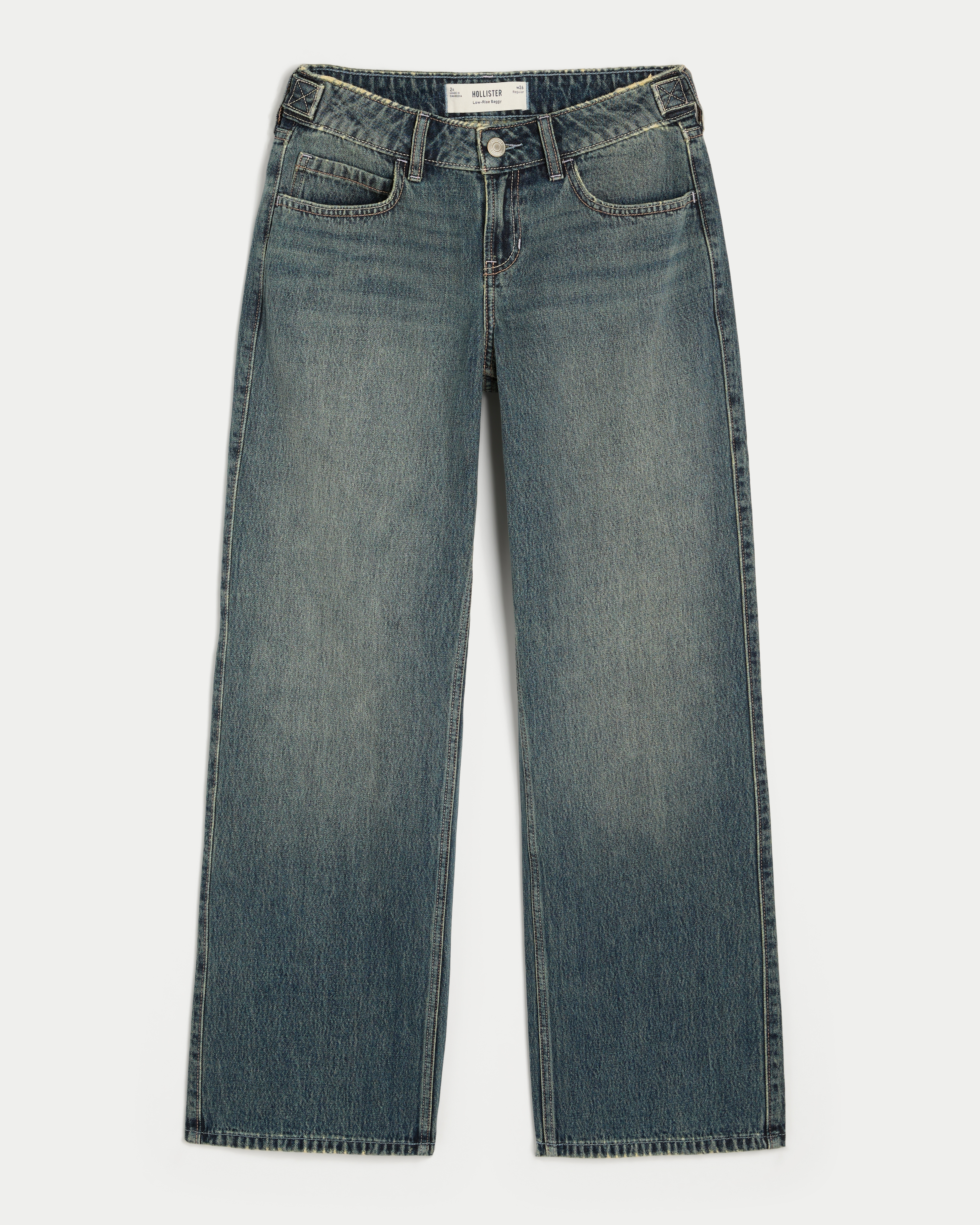 Hollister Andi Adjustable Waist Low-Rise Medium Wash Baggy Jeans