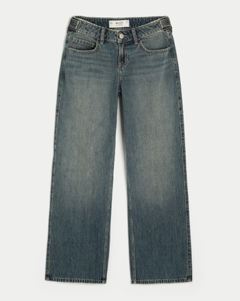 Women's Hollister Andi Adjustable Waist Low-Rise Medium Wash Baggy Jeans | Women's Bottoms | HollisterCo.com