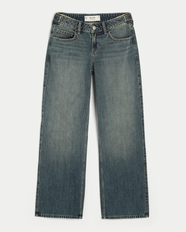 Women's Hollister Andi Adjustable Waist Low-Rise Medium Wash Baggy