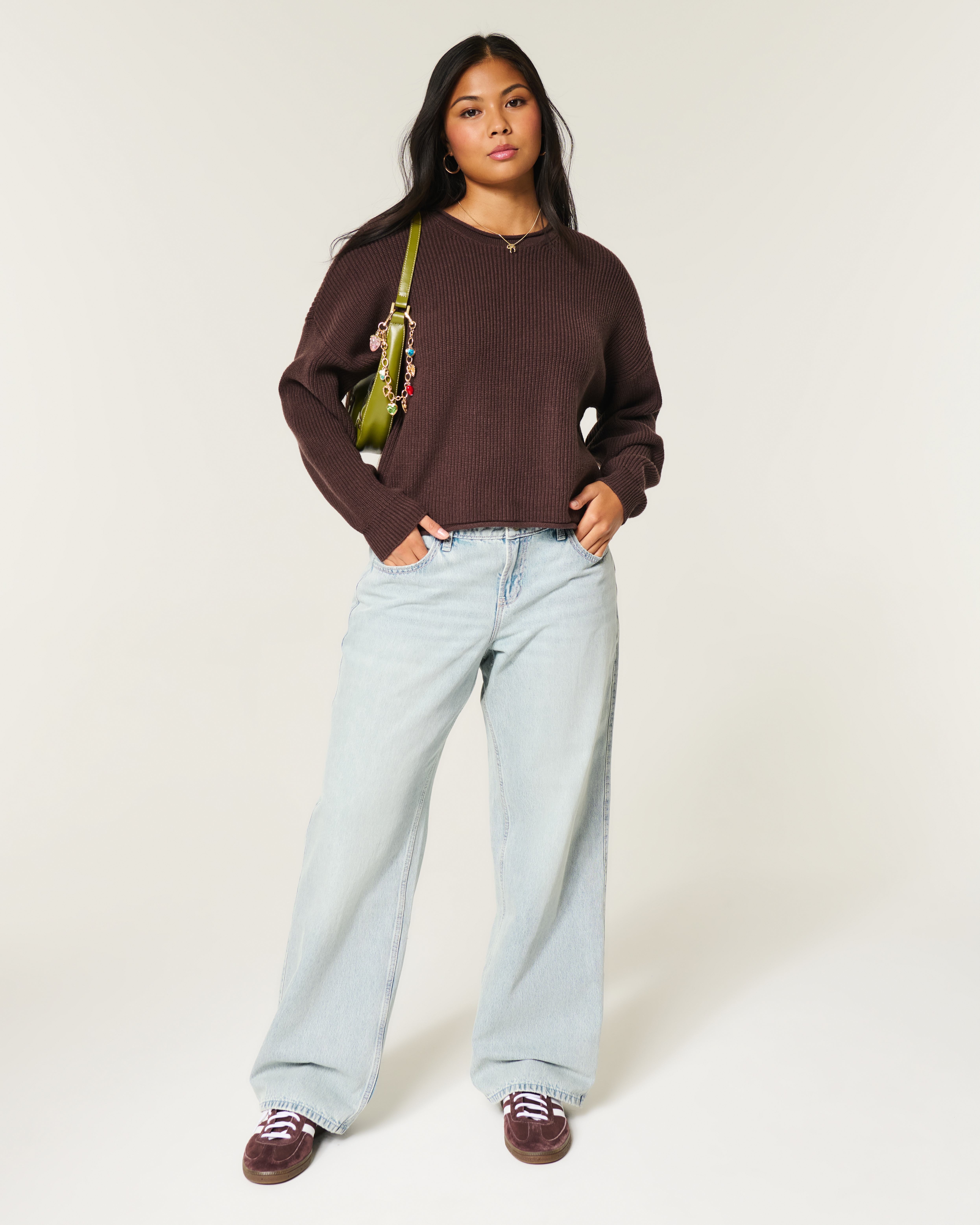 Low-Rise Light Wash Adjustable Waist Baggy Jeans