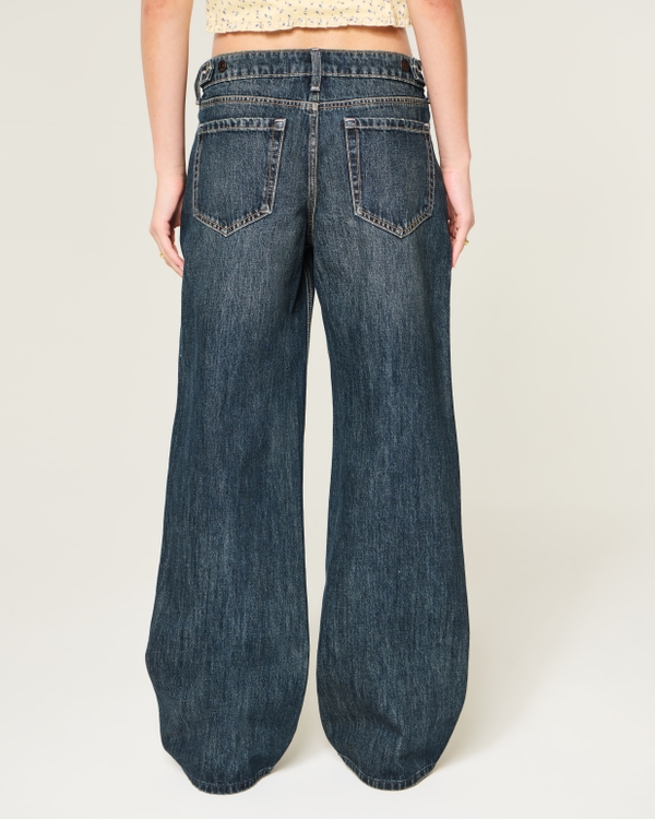 Jeans holgados de tiro bajo en lavado oscuro con cintura ajustable Hollister Andi