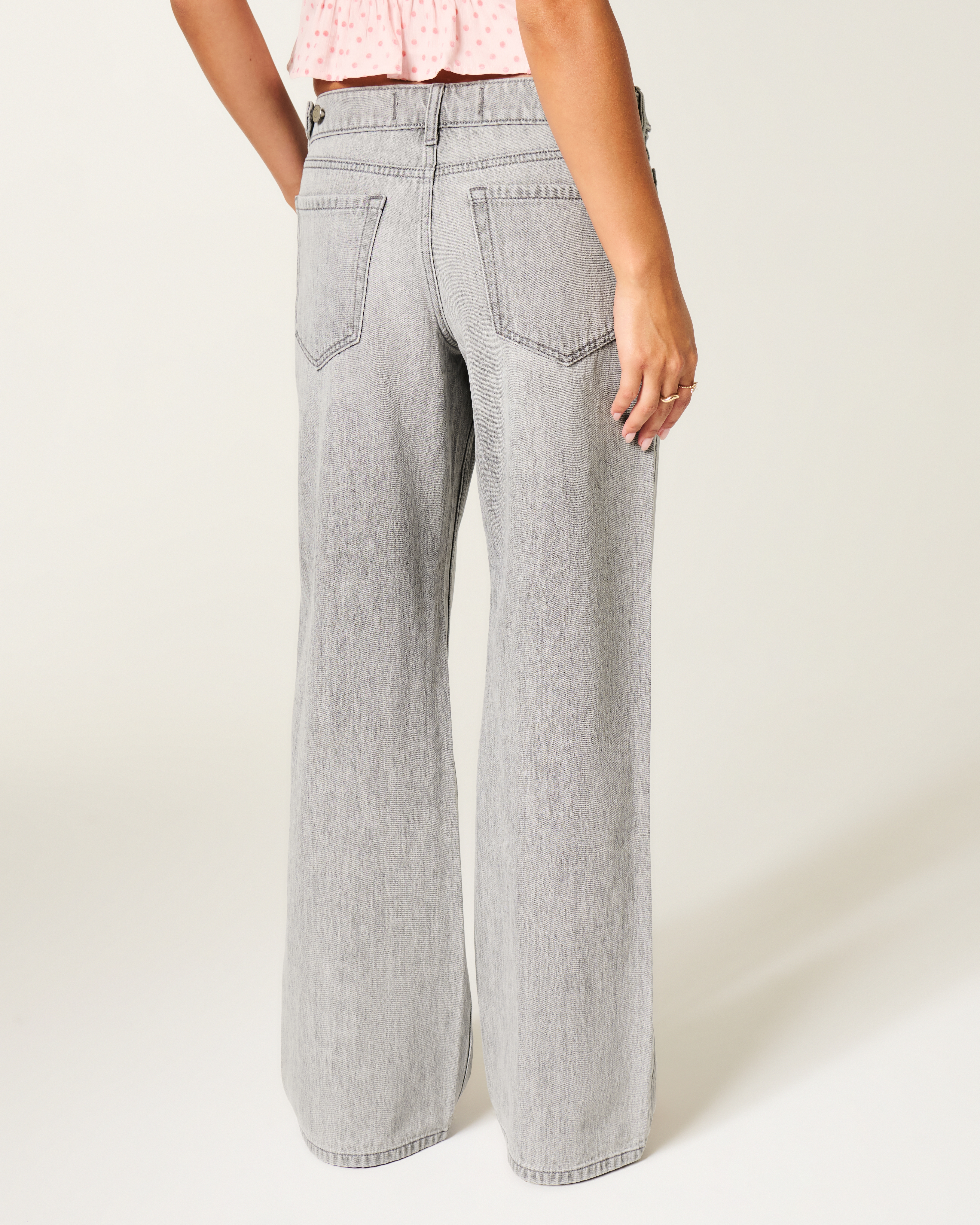 Hollister Andi Adjustable Waist Low-Rise Grey Baggy Jeans