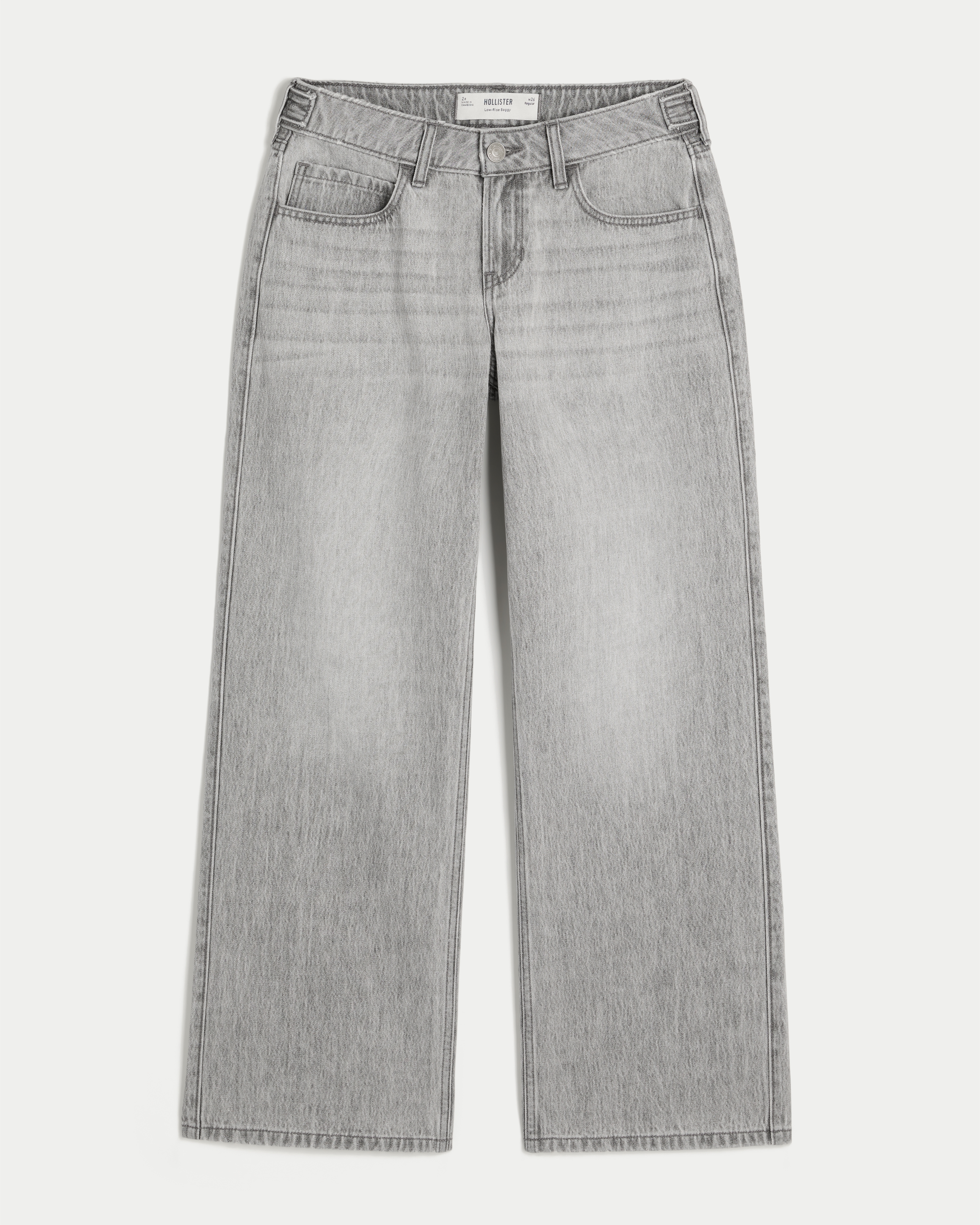 Hollister Andi Adjustable Waist Low-Rise Grey Baggy Jeans