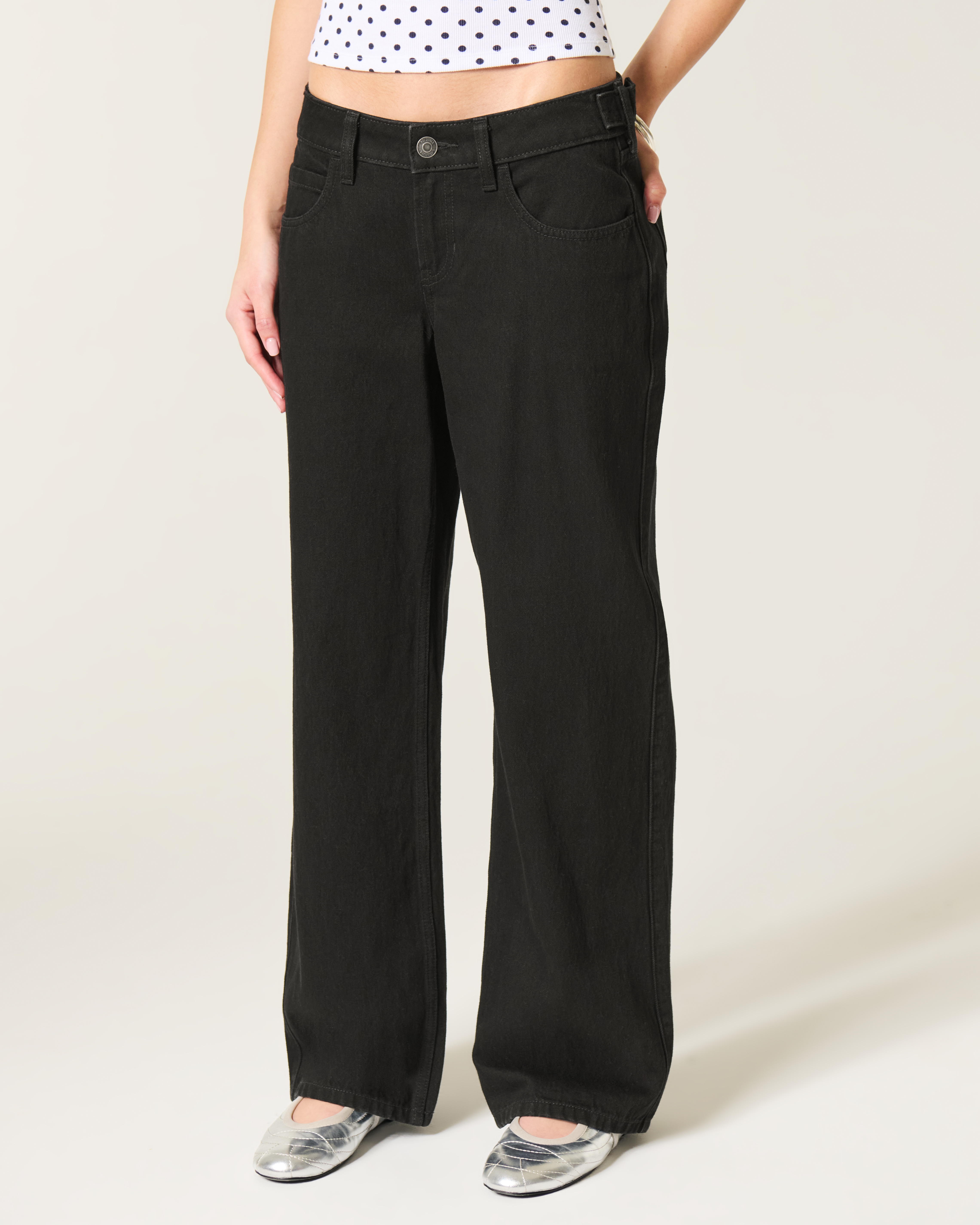 Hollister Andi Adjustable Waist Low-Rise Black Baggy Jeans