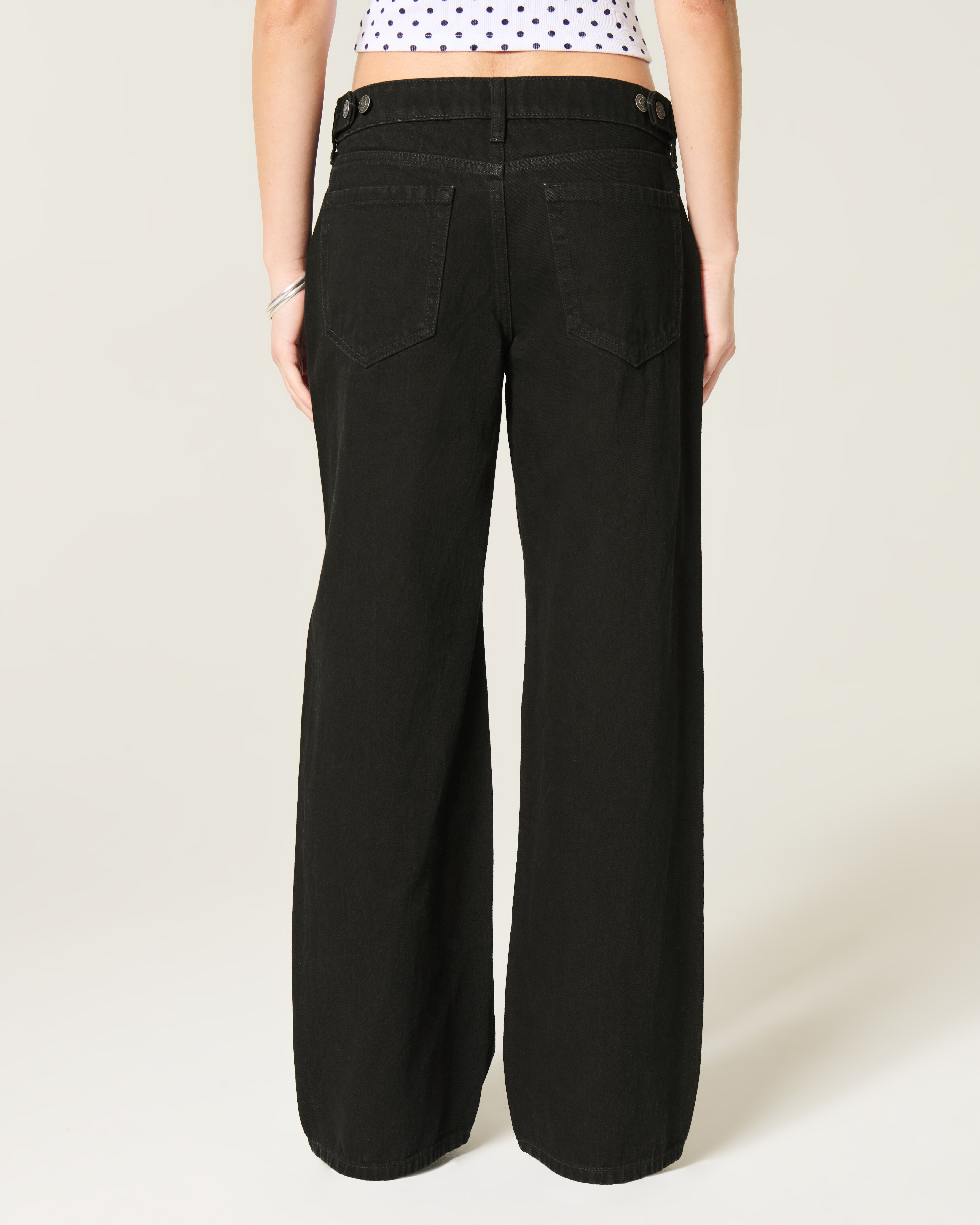 Hollister Andi Adjustable Waist Low-Rise Black Baggy Jeans