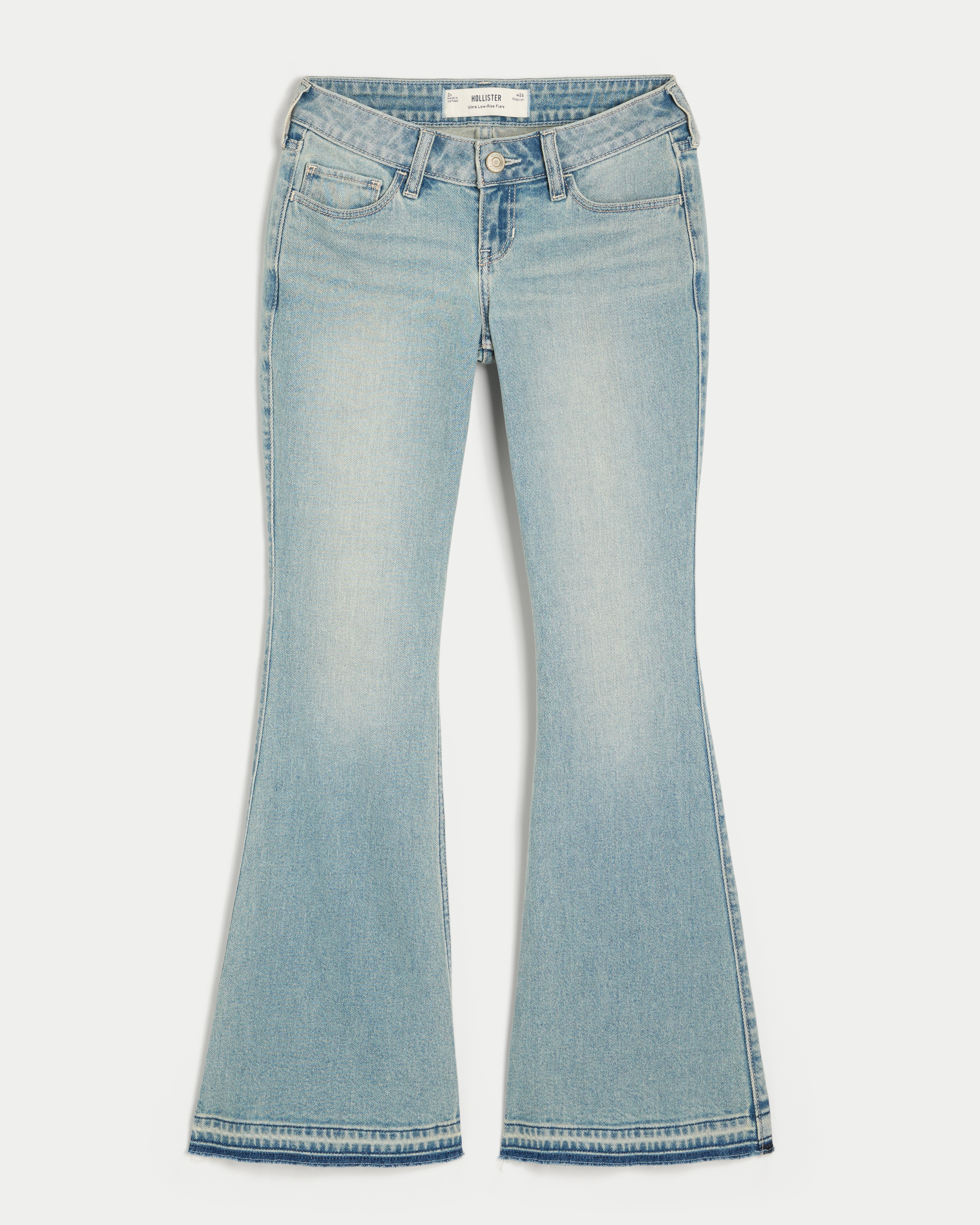 Ultra Low-Rise Light Wash Flare Jeans