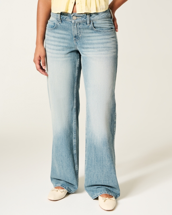 Curvy Low Rise Baggy-Jeans, Mittlere Waschung view 2