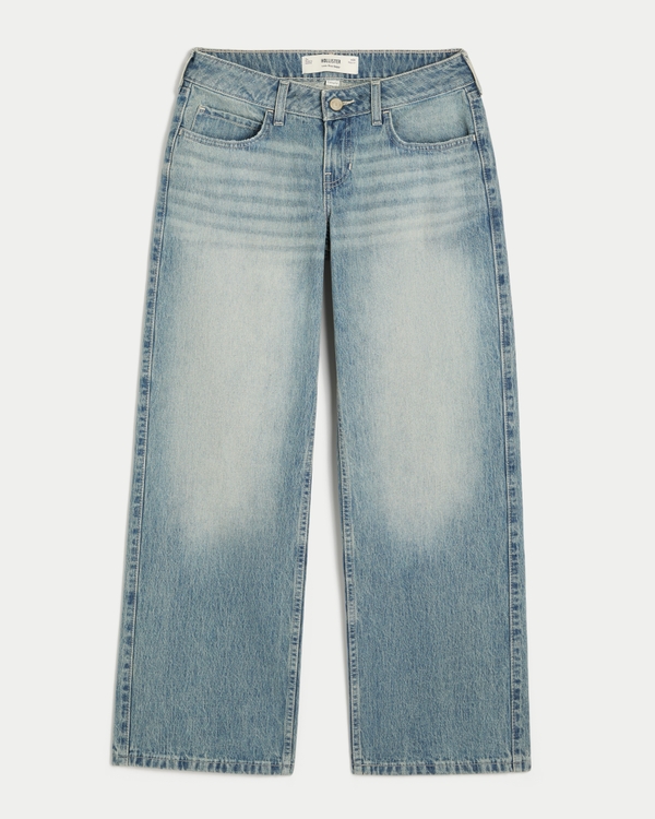 Curvy Low-Rise Baggy Jeans, Medium Wash view 1