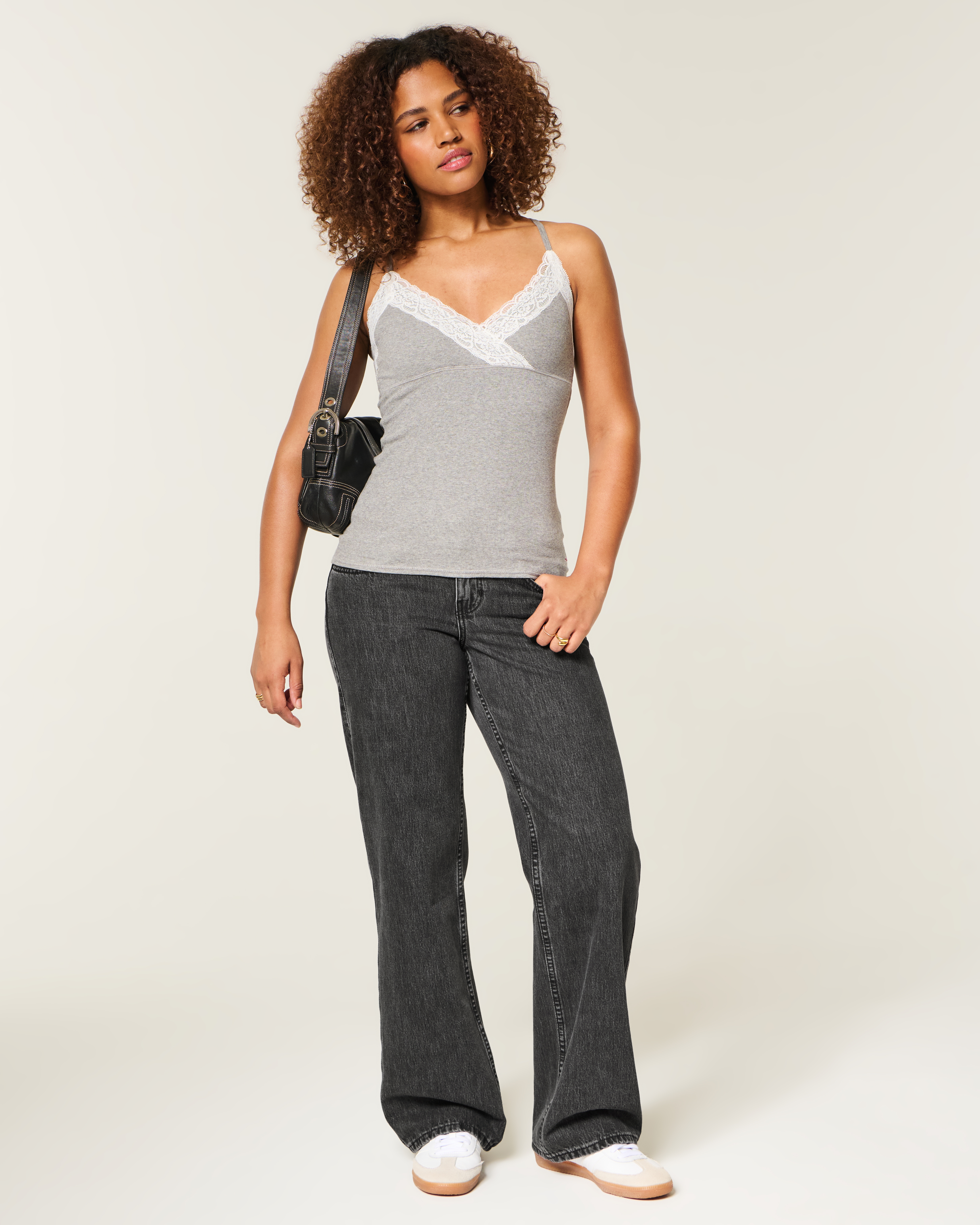 Curvy Low-Rise Washed Black Baggy Jeans