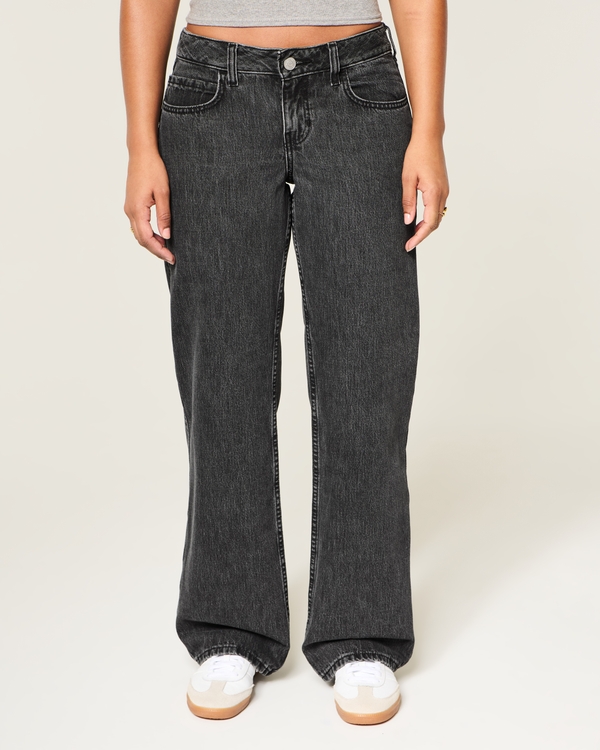 Curvy Low-Rise Washed Black Baggy Jeans, Washed Black view 2