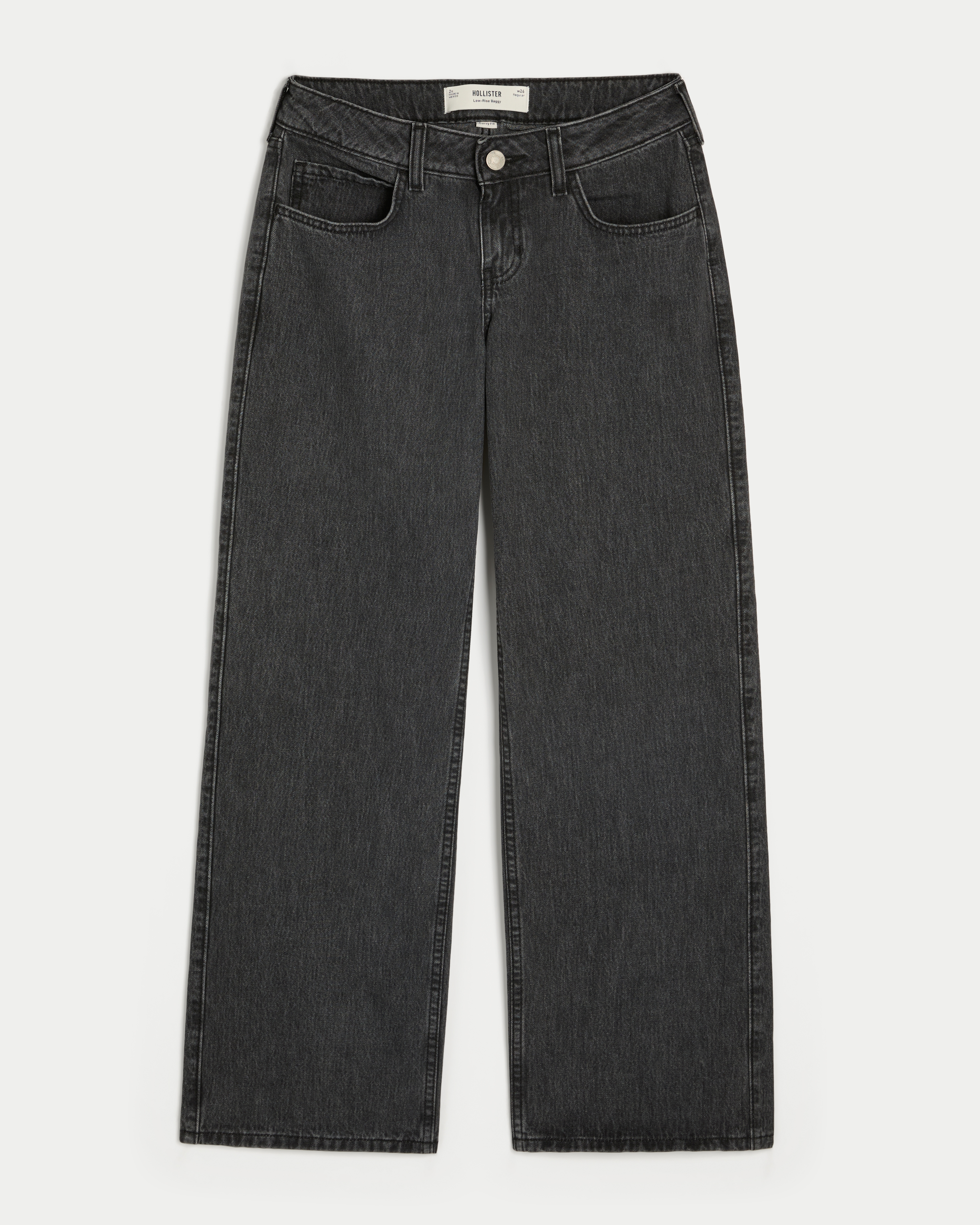 Curvy Low-Rise Washed Black Baggy Jeans