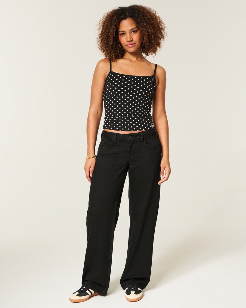 Curvy Low-Rise Baggy Jeans - black by Hollister