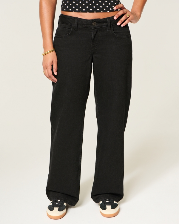 Curvy Low-Rise Black Baggy Jeans, Black view 2