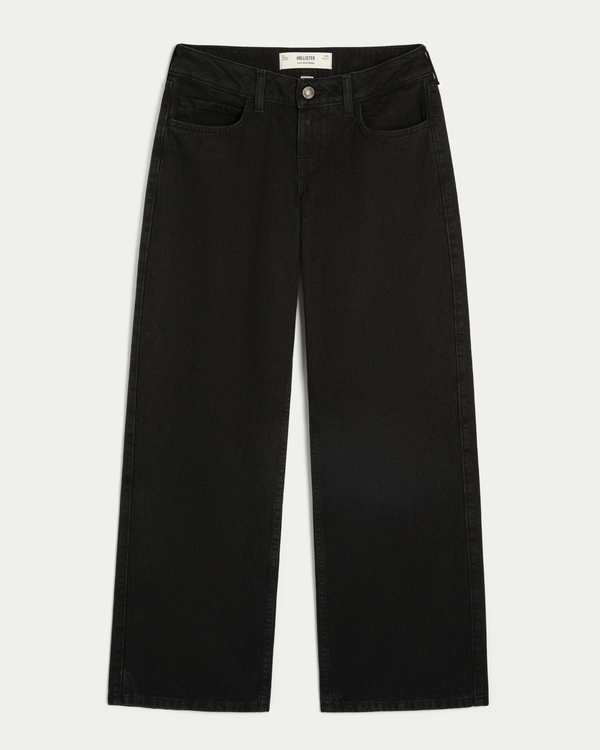 Curvy Low-Rise Black Baggy Jeans, Black view 1