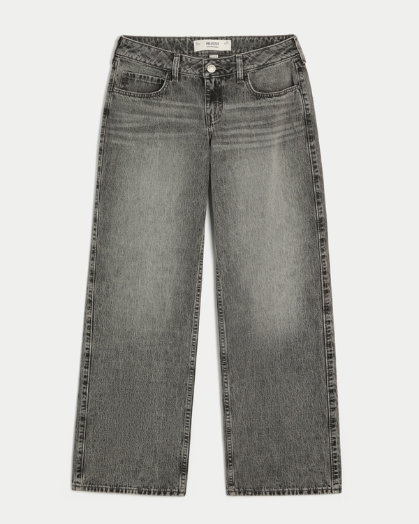Curvy Low-Rise Baggy Jeans, Grey Wash view 1