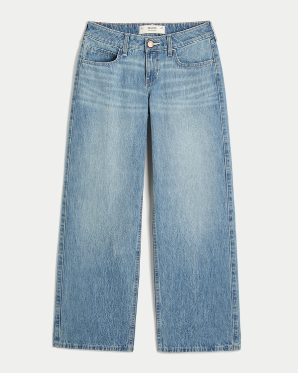 Low-Rise Medium Wash Baggy Jeans, Medium view 1
