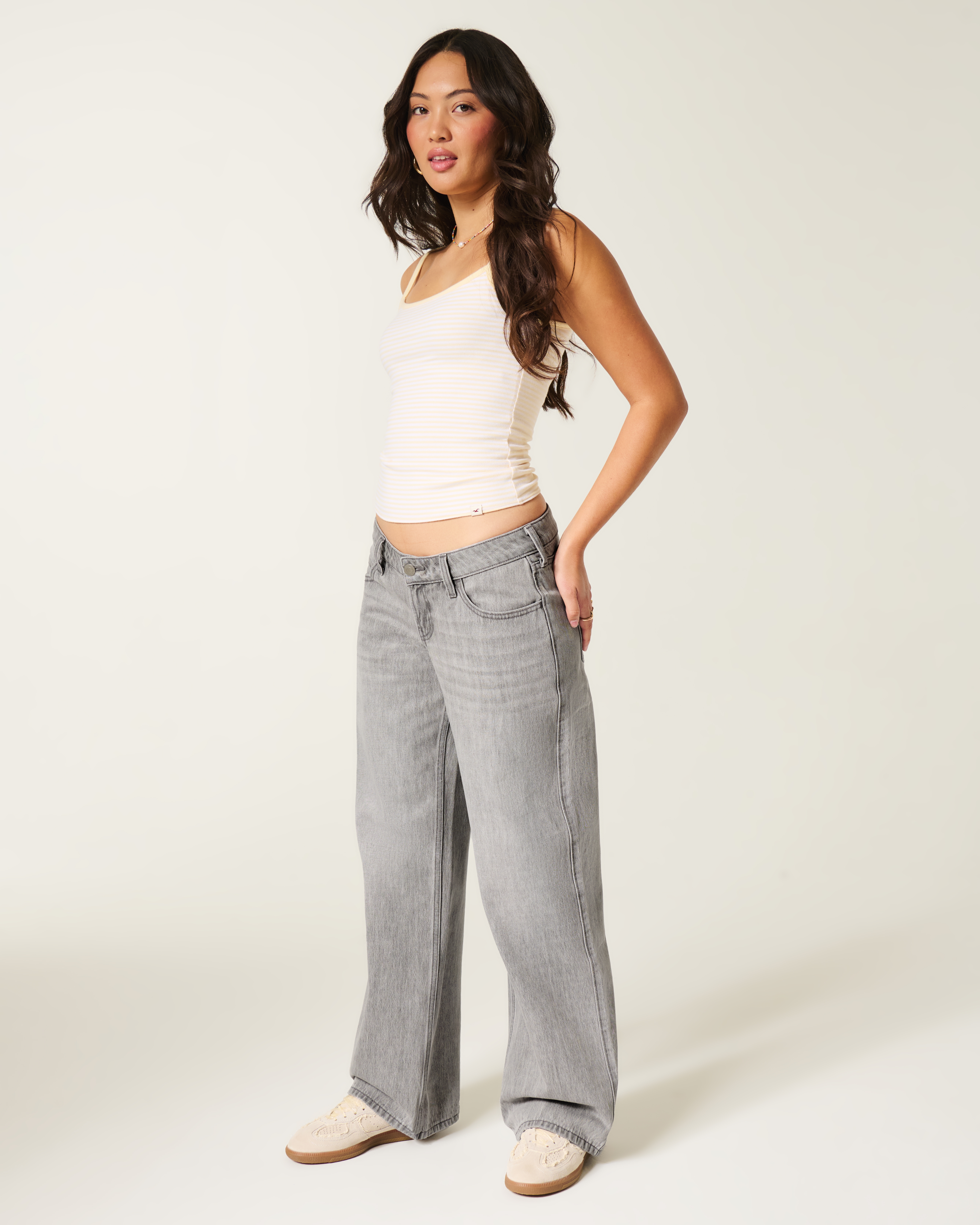 Ultra Low-Rise Grey Baggy Jeans